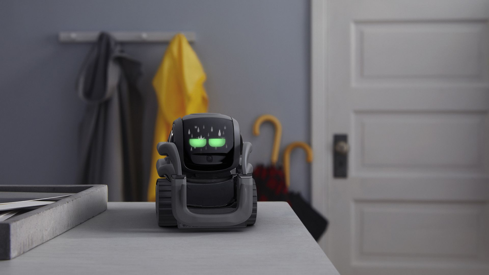 Photo of a robot with sad eyes