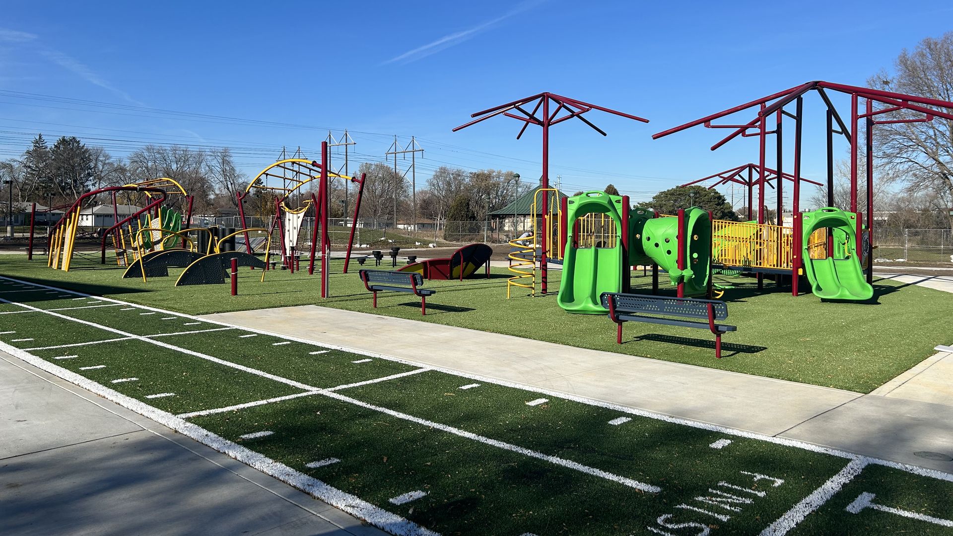 playground with turf track in front
