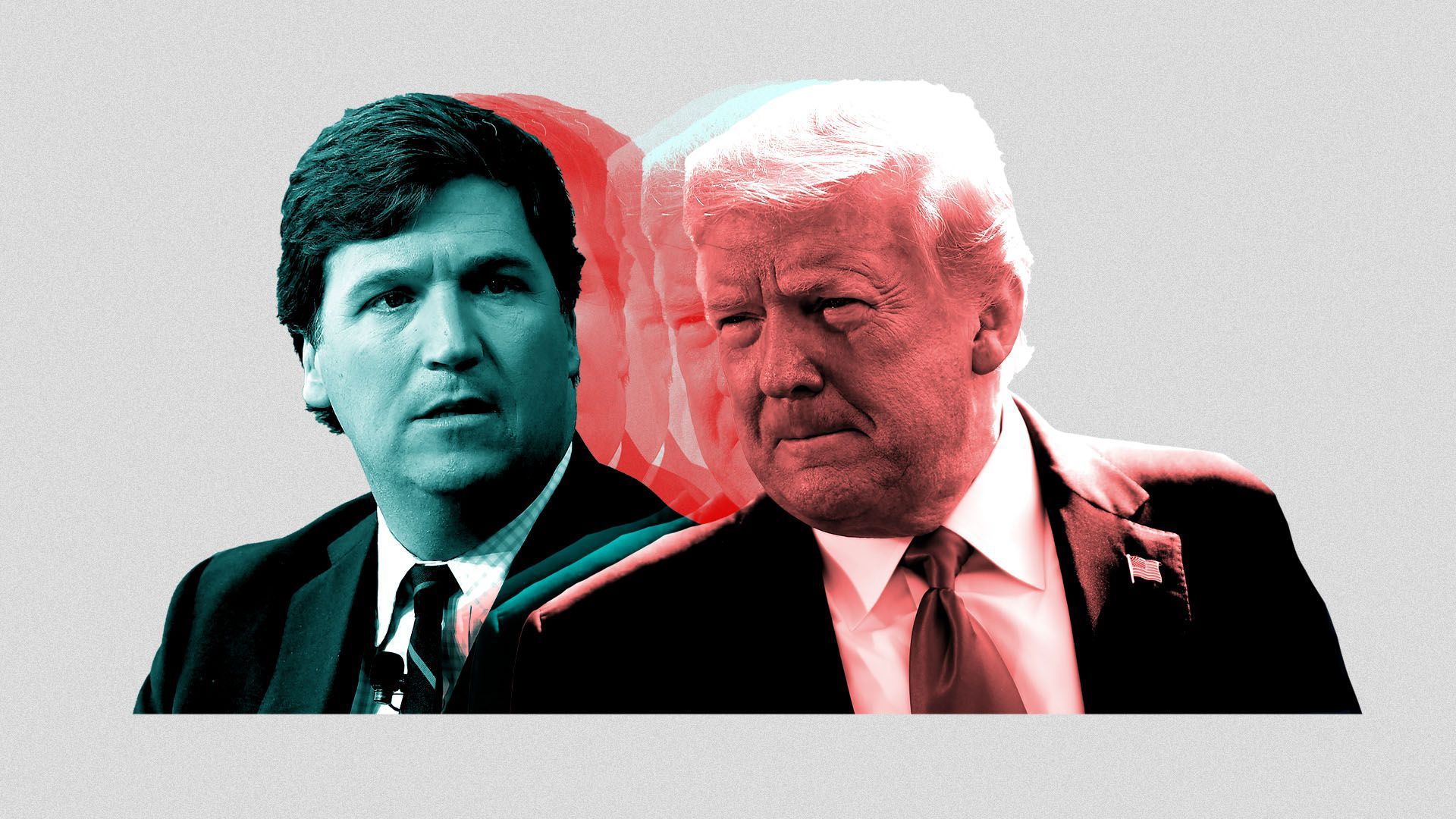 Photo illustration of multiple images of Tucker Carlson and Donald Trump