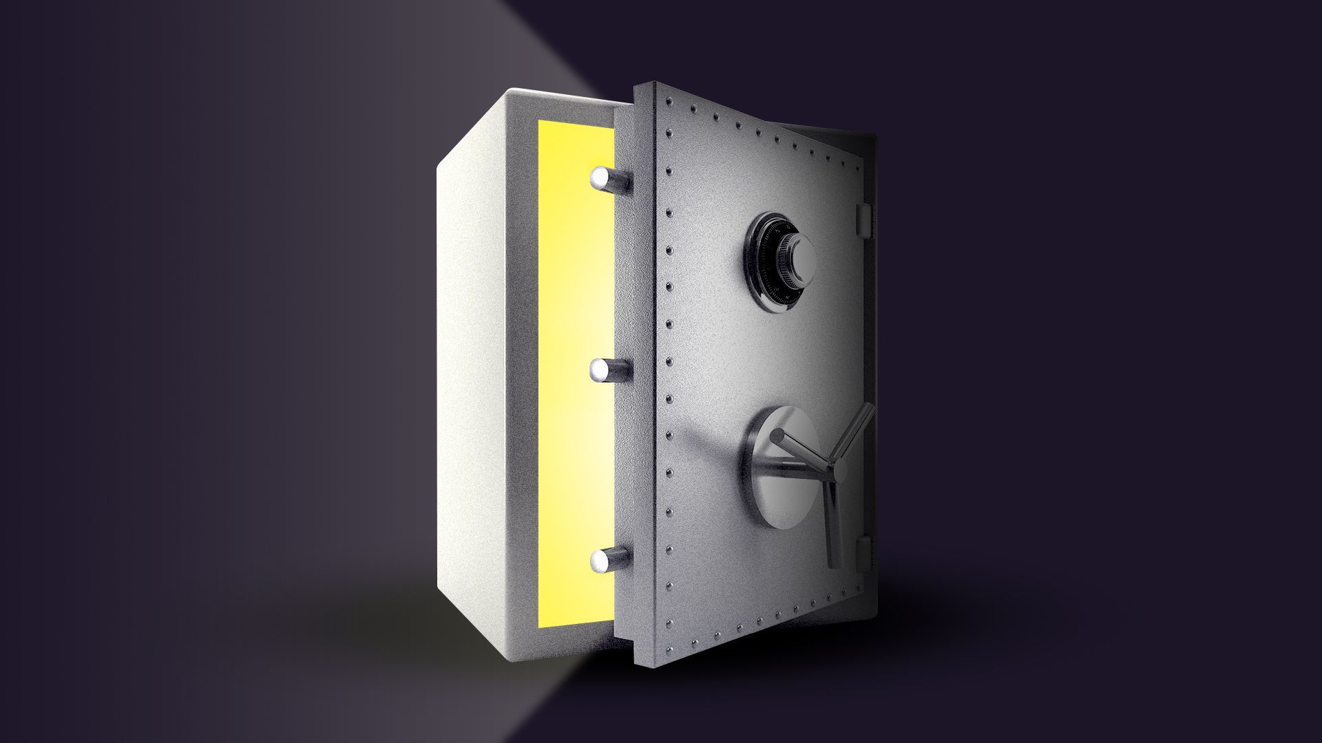 Illustration of a safe opening and a light pouring out.  