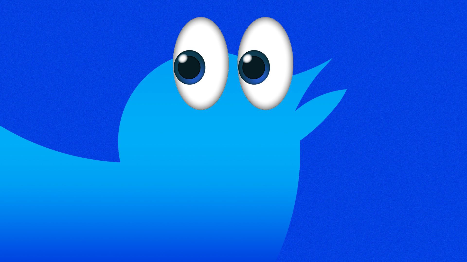 Illustration of the Twitter bird logo with emoji side eyes