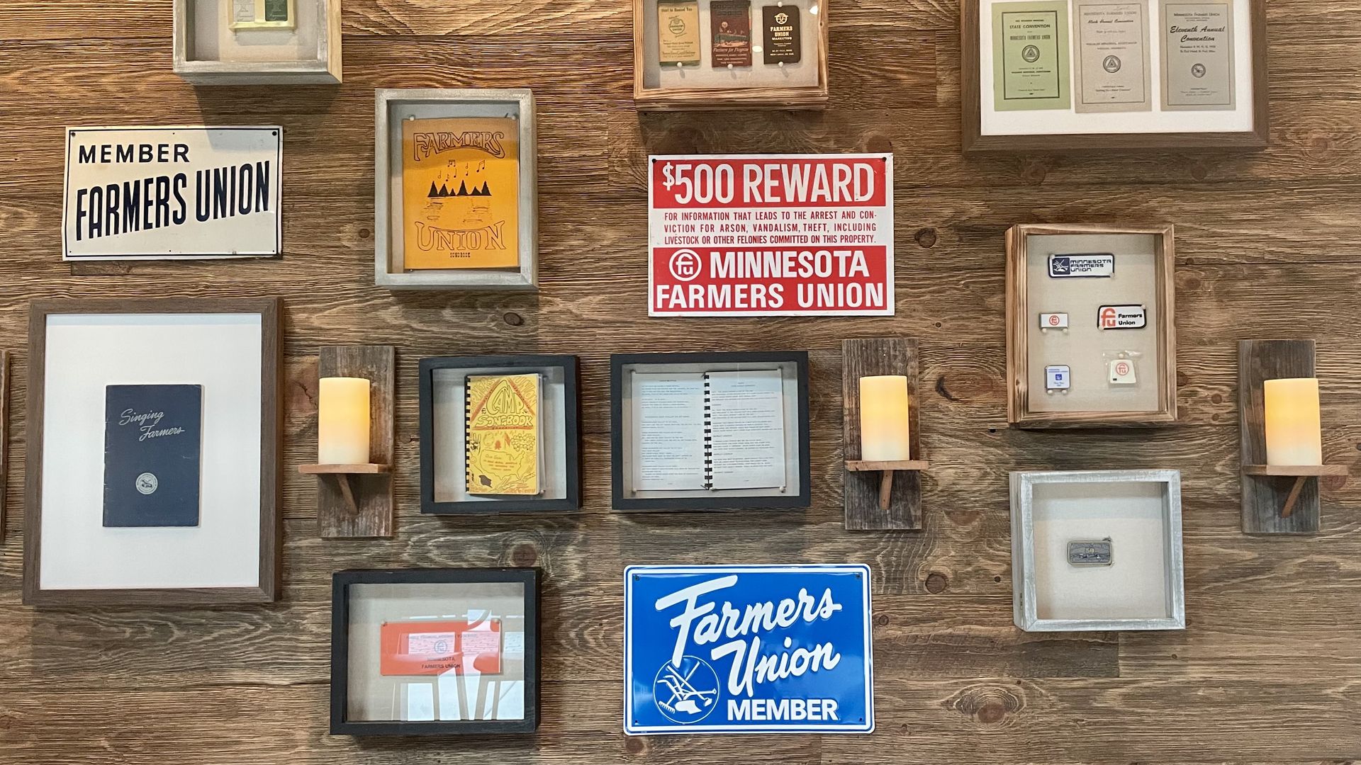 The decor at farmers union, farmers memorabilia