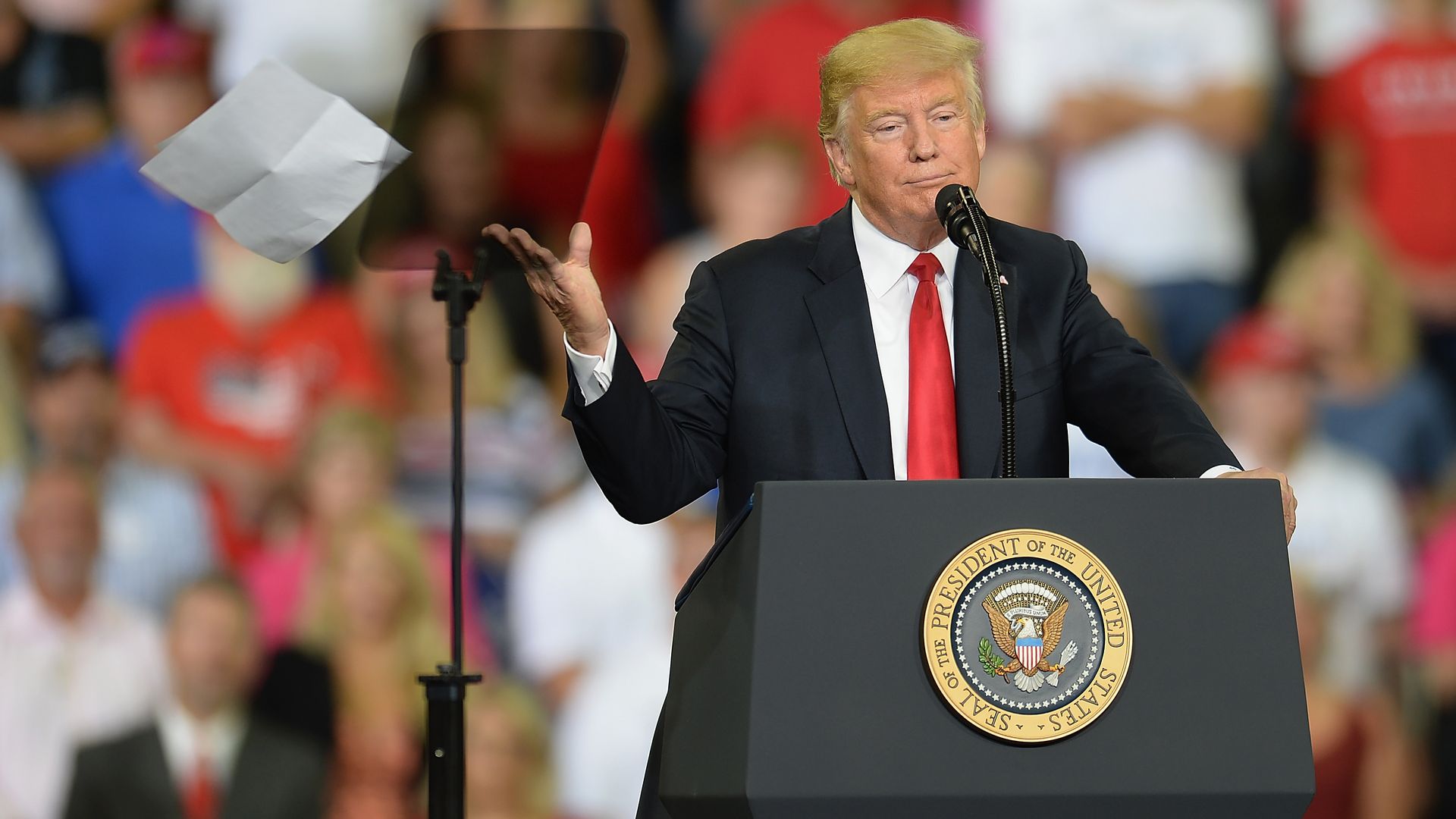 Trump at a 2018 rally. Photo: Michael B. Thomas/Getty Images