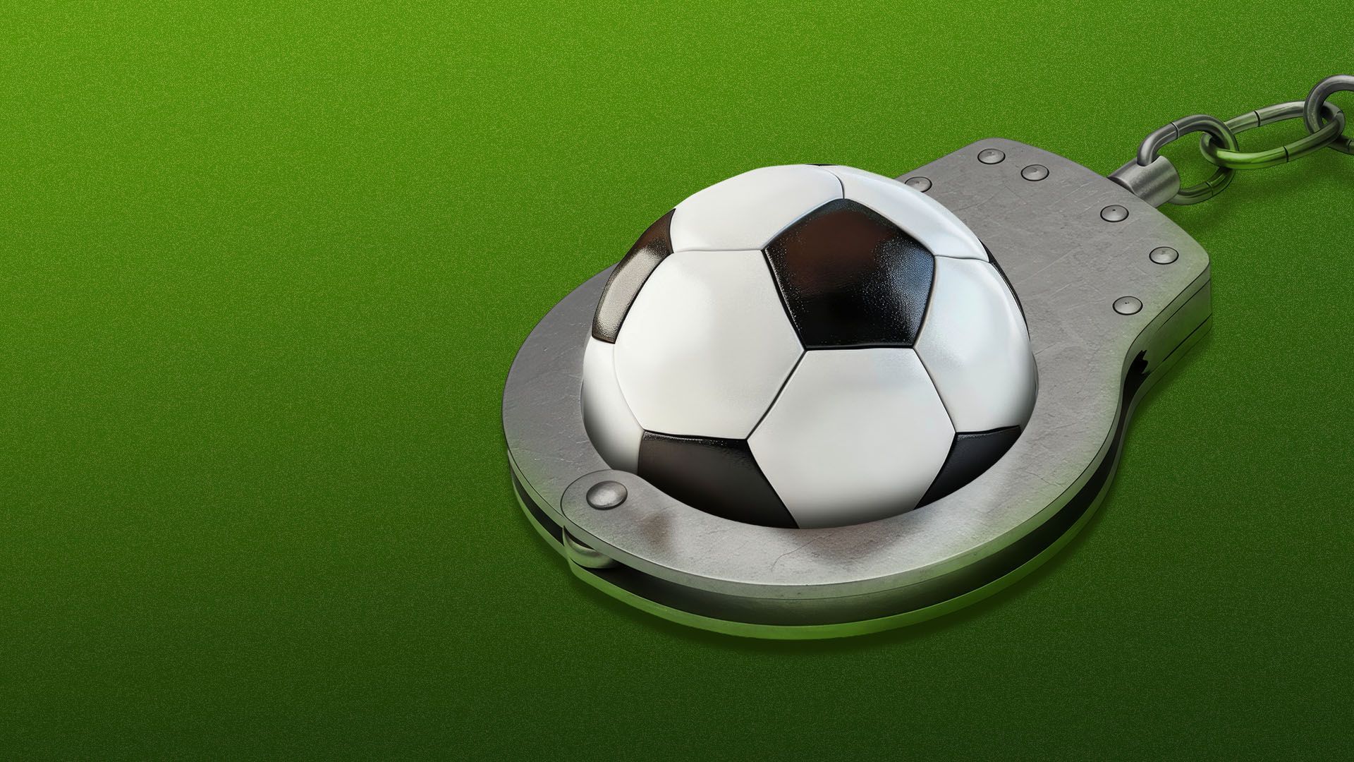 Illustration of a soccer ball in handcuffs