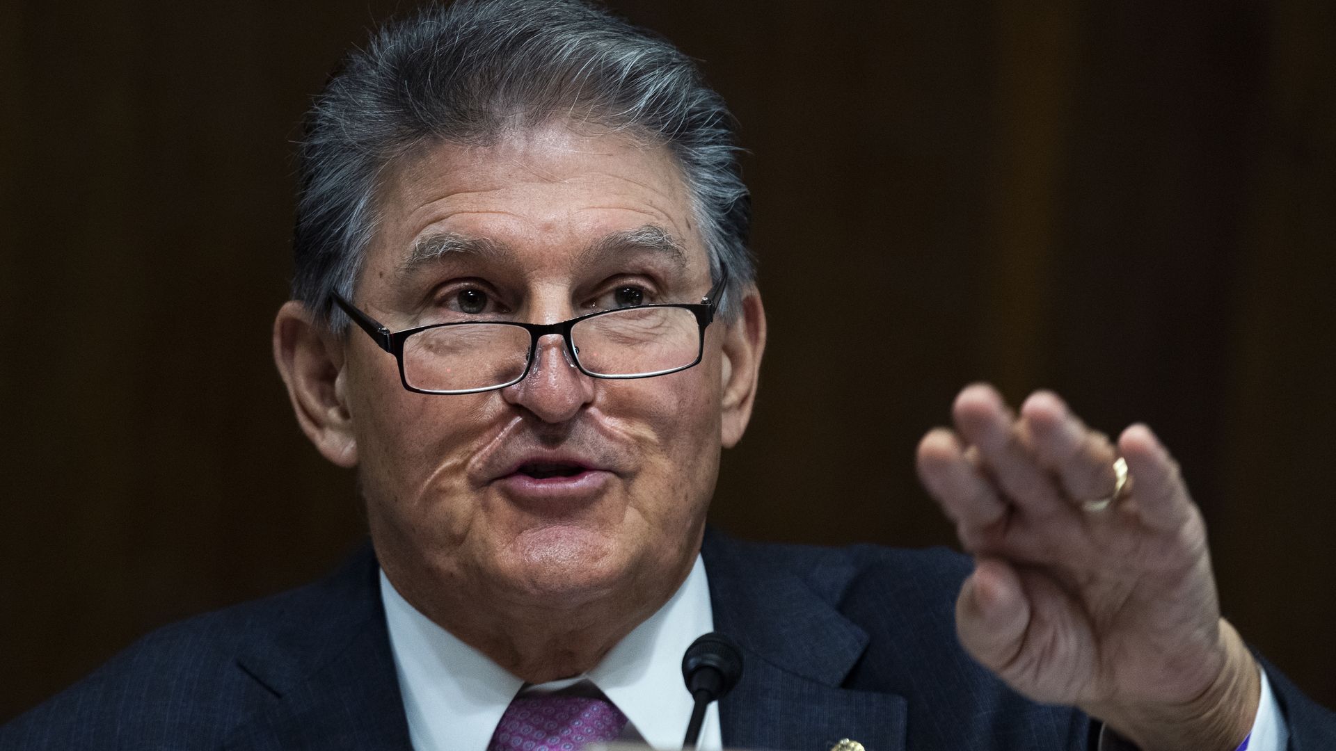 Sen. Joe Manchin is seen speaking during a congressional hearing.