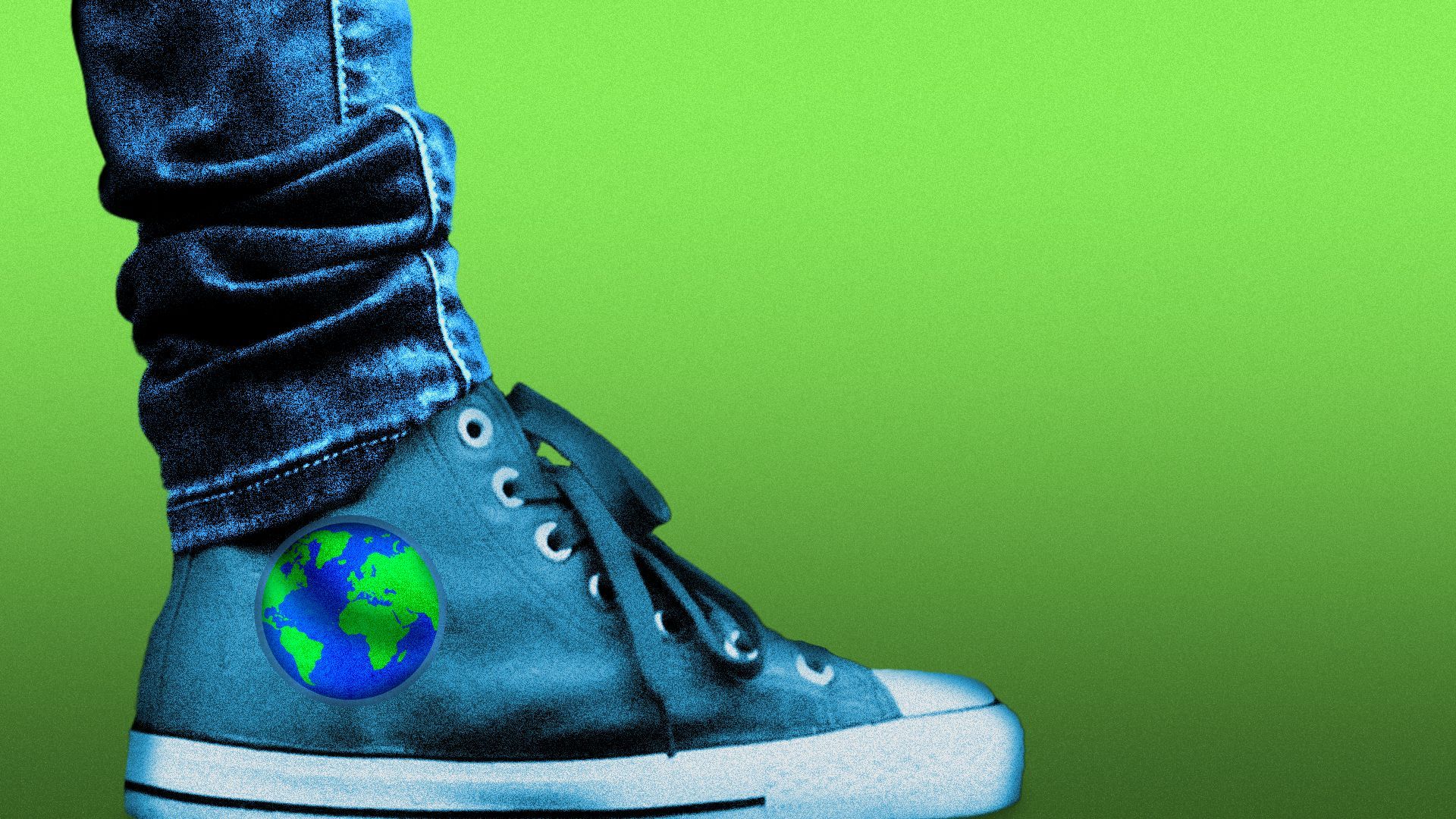Illustration of a high-top sneaker with the Earth as the logo.