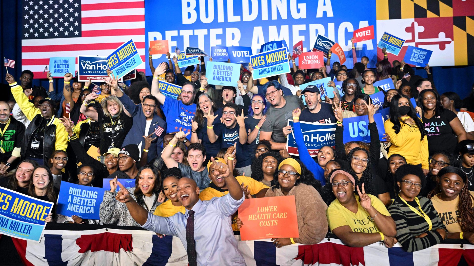 Wes Moore with supporters.