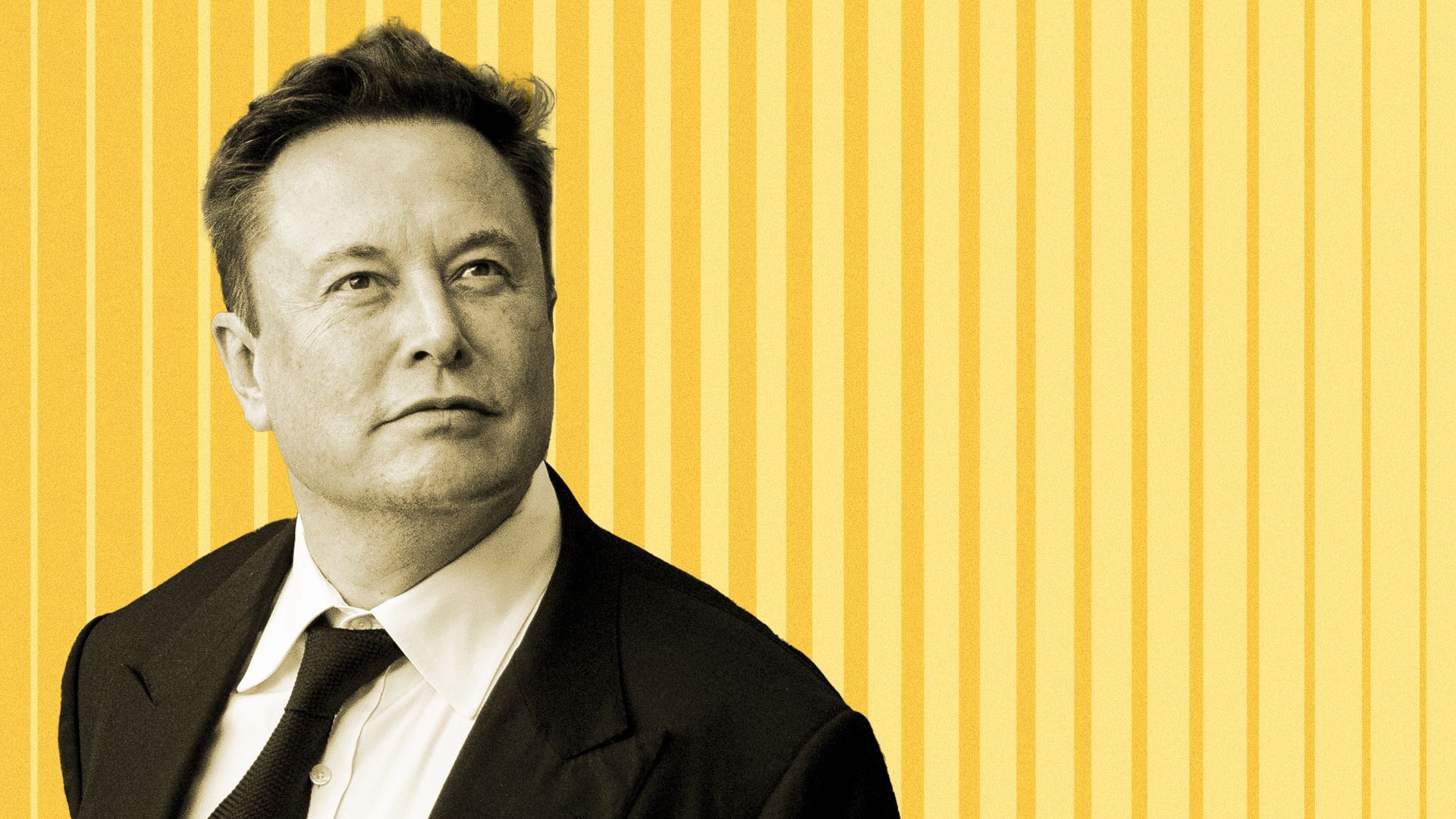 Photo illustration of Elon Musk against an abstract background.
