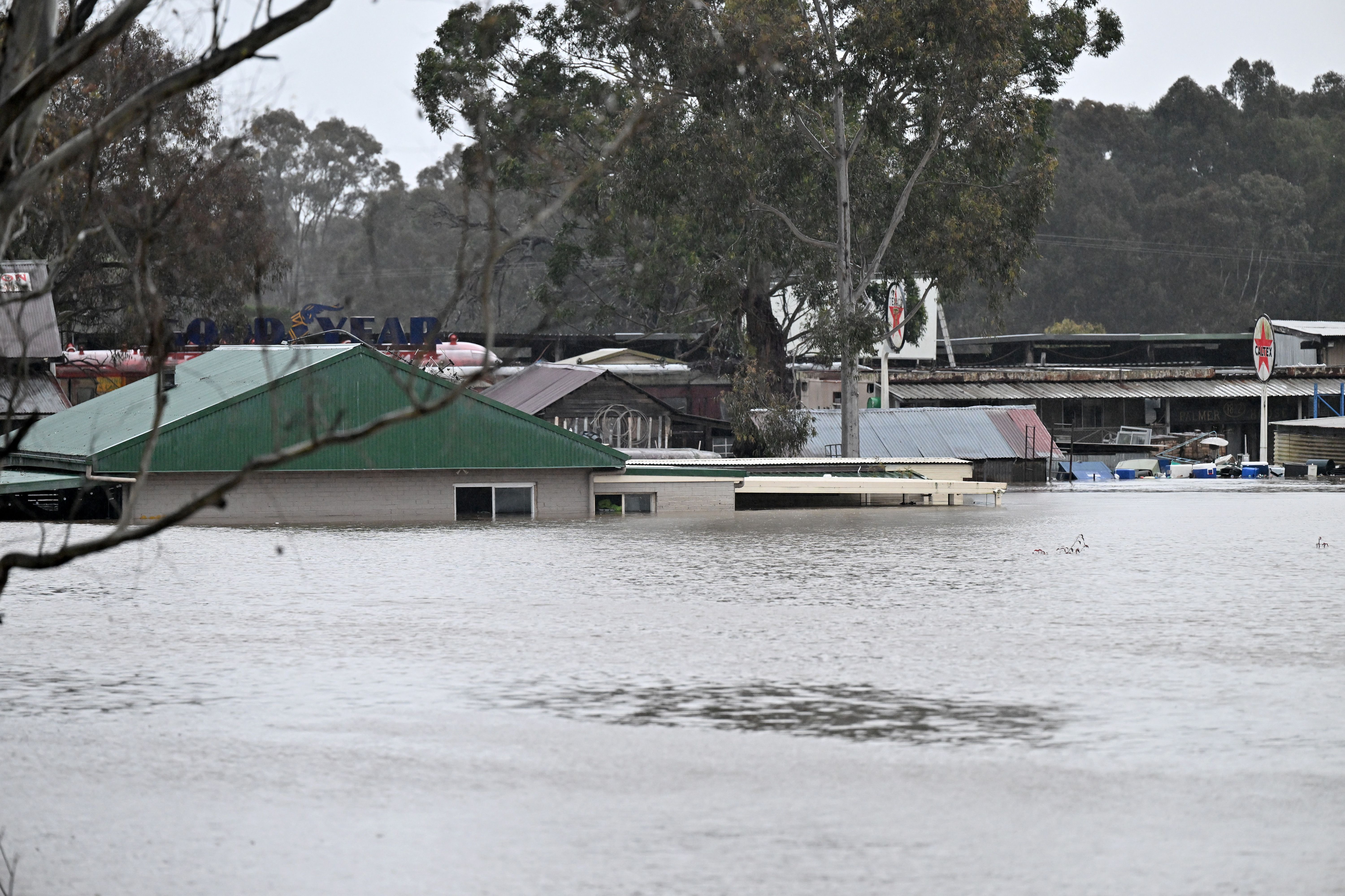 A general view shows a flooded area in a Sydney suburb.