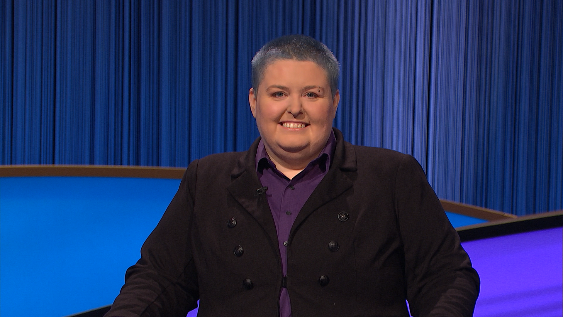 Photo of a person playing Jeopardy! 