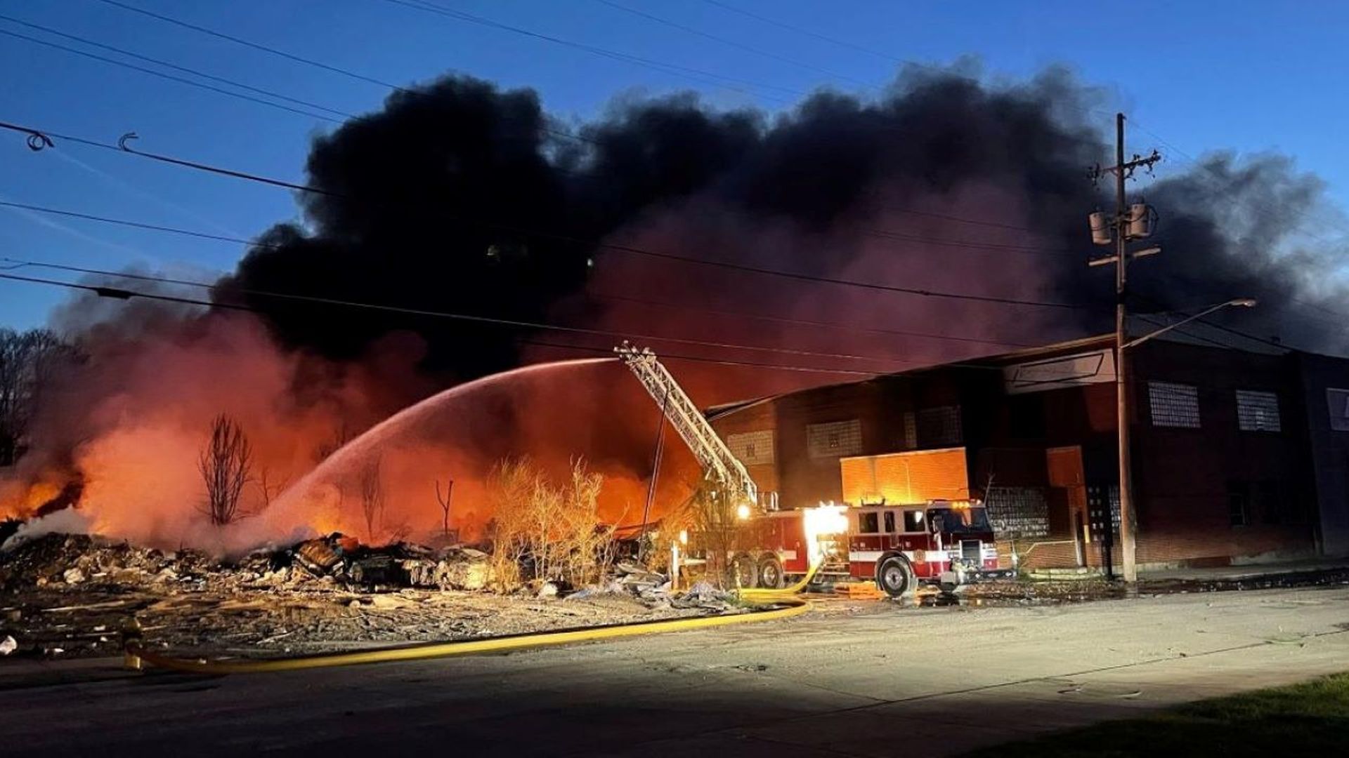 The industrial fire in Richmond, Indiana, on April 11.