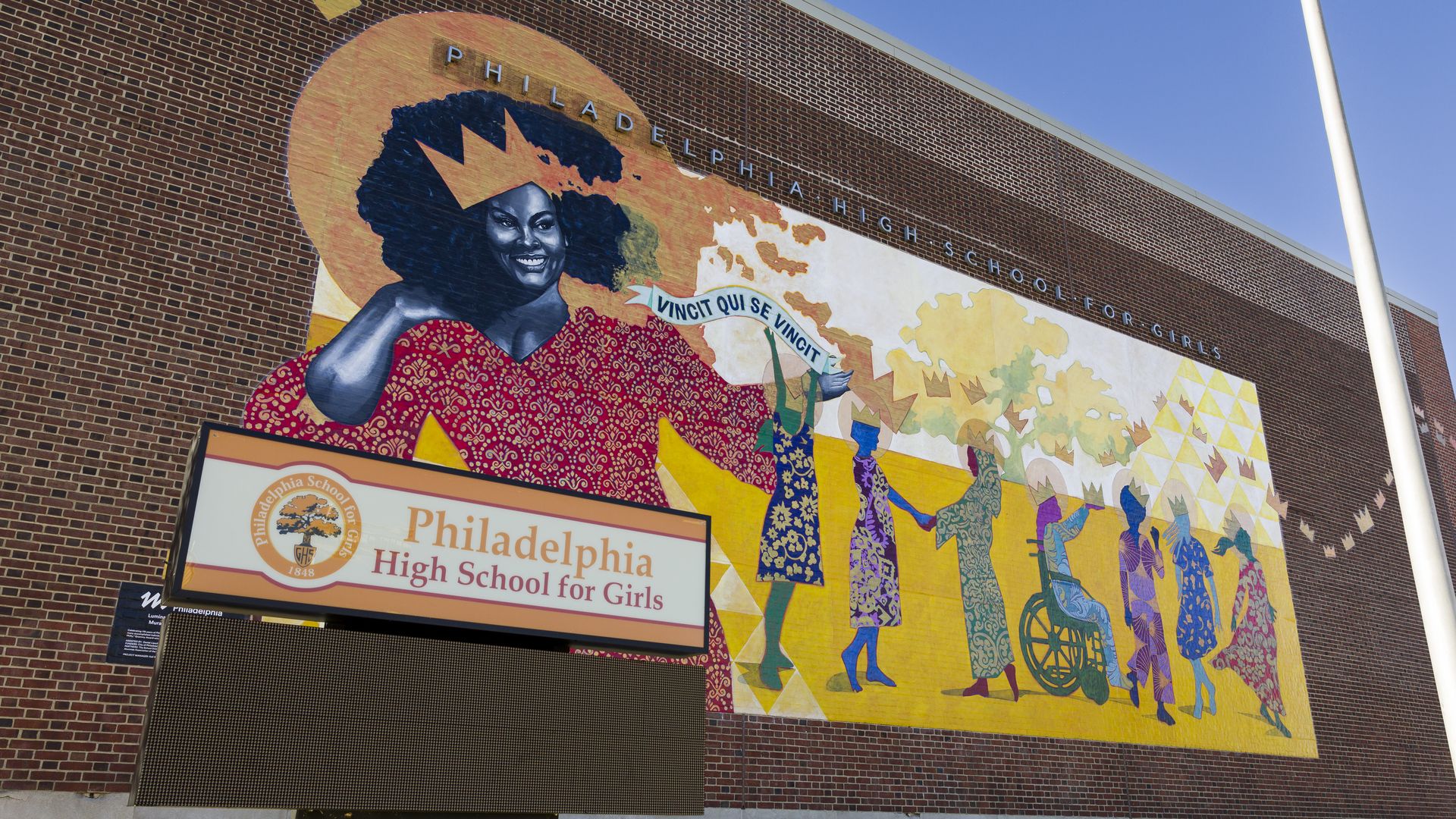 A mural outside Philadelphia High School for Girls featuring Jill Scott