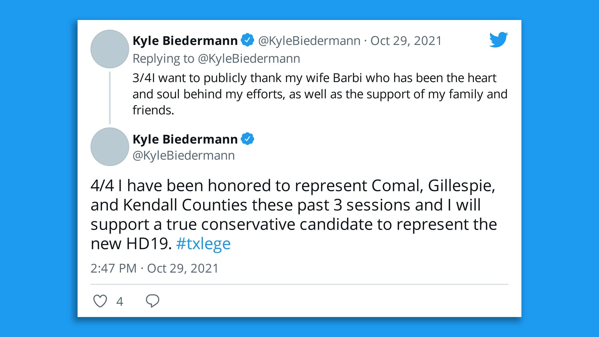 A screenshot of two tweets