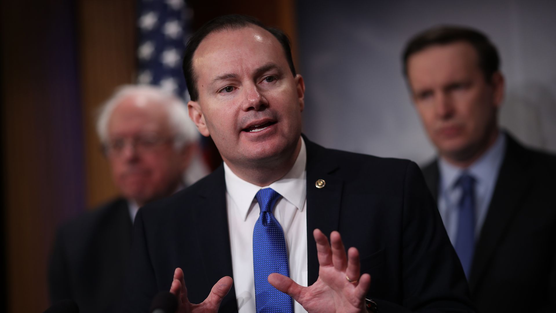 Mike Lee with Bernie Sanders and Chris Murphy