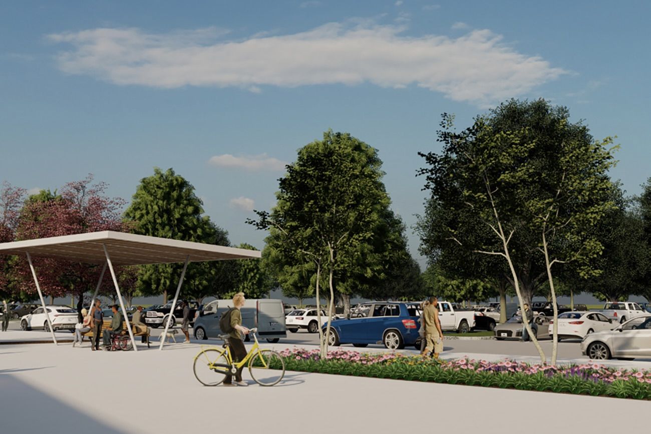 Rendering of bike amenities at park and ride