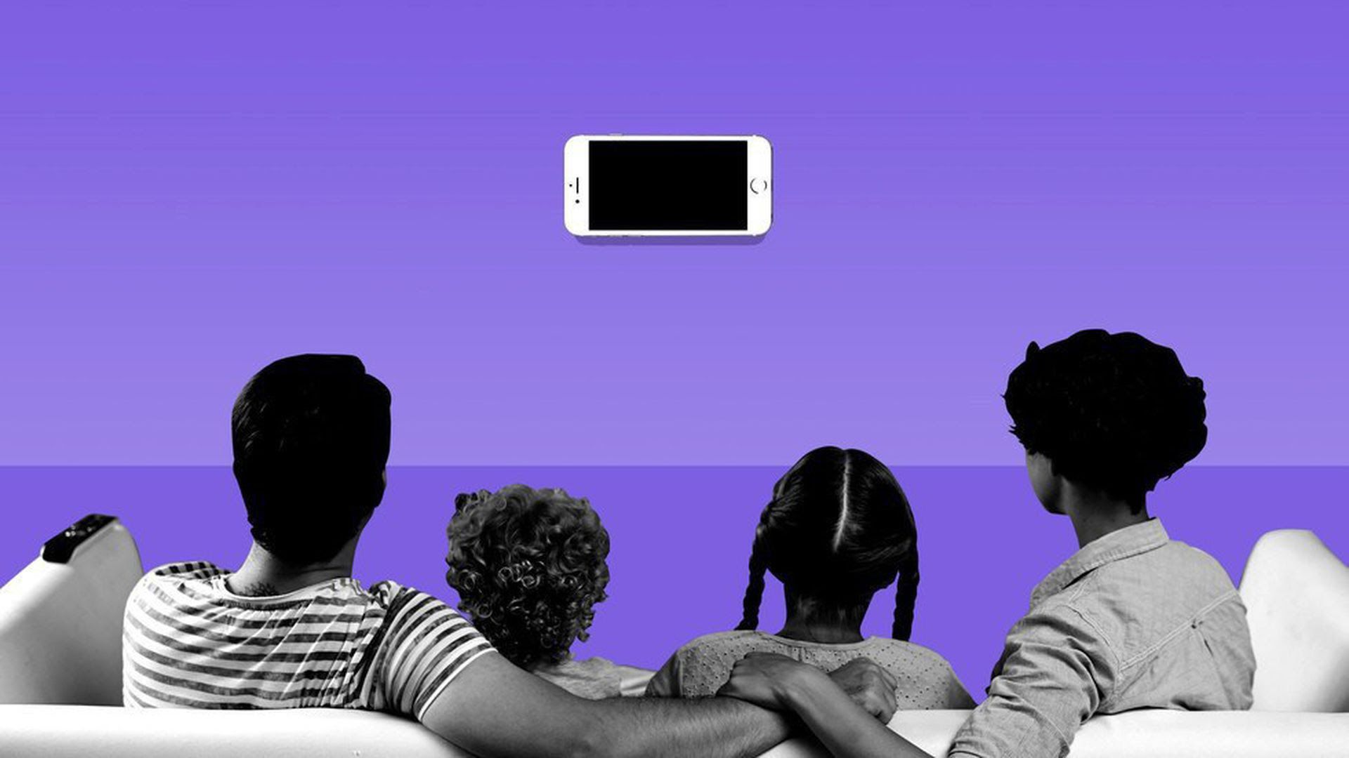 An Axios illustration of a family watching a phone