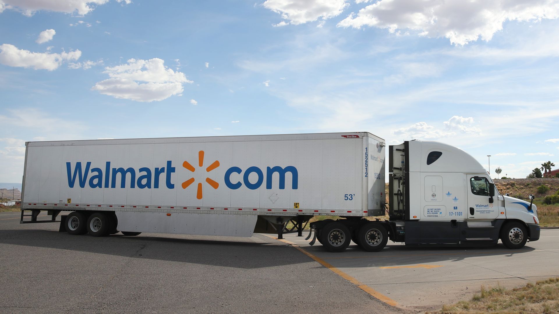 A Walmart truck transporting goods