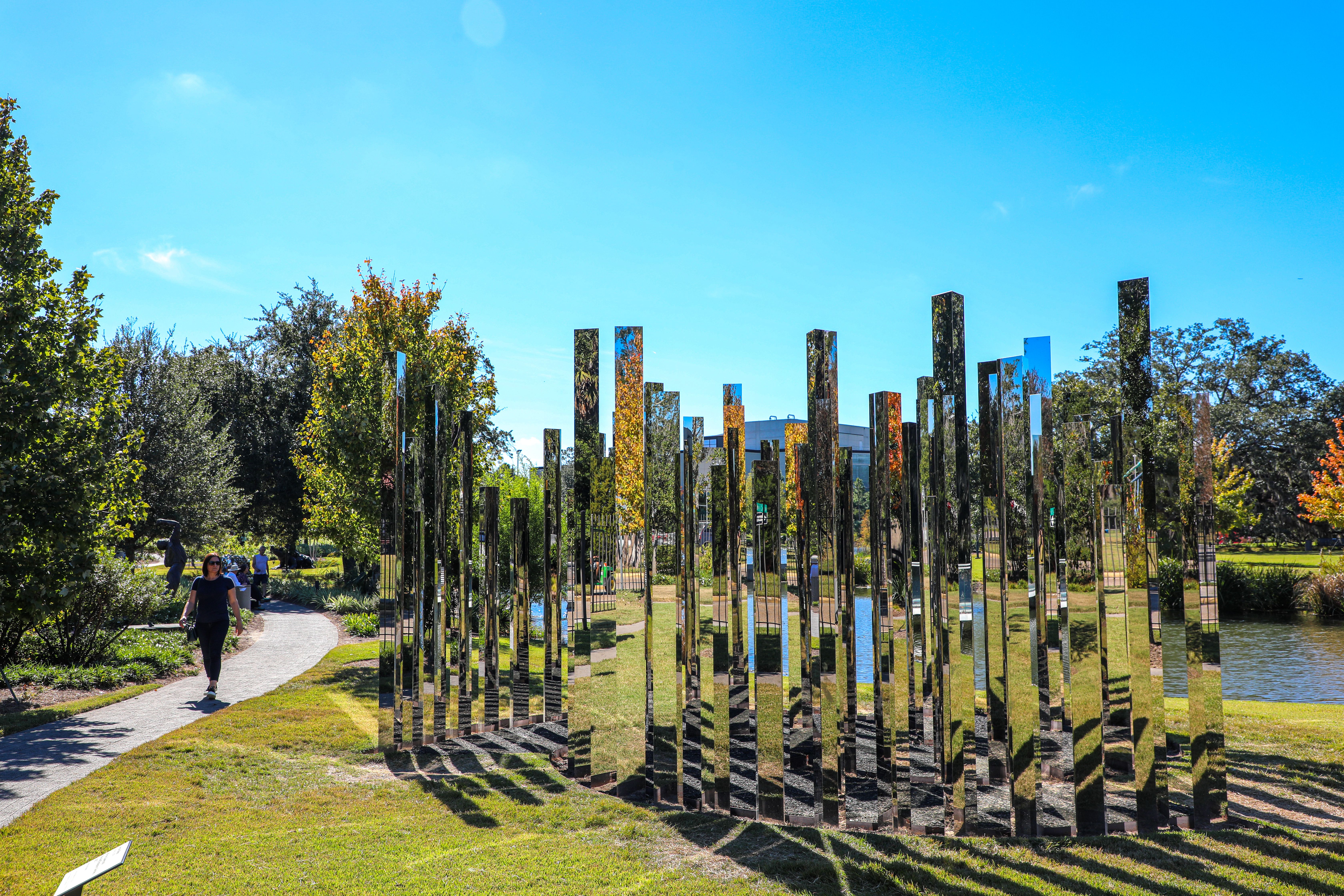 Photo shows art at the Besthoff Sculpture Garden in New Orleans