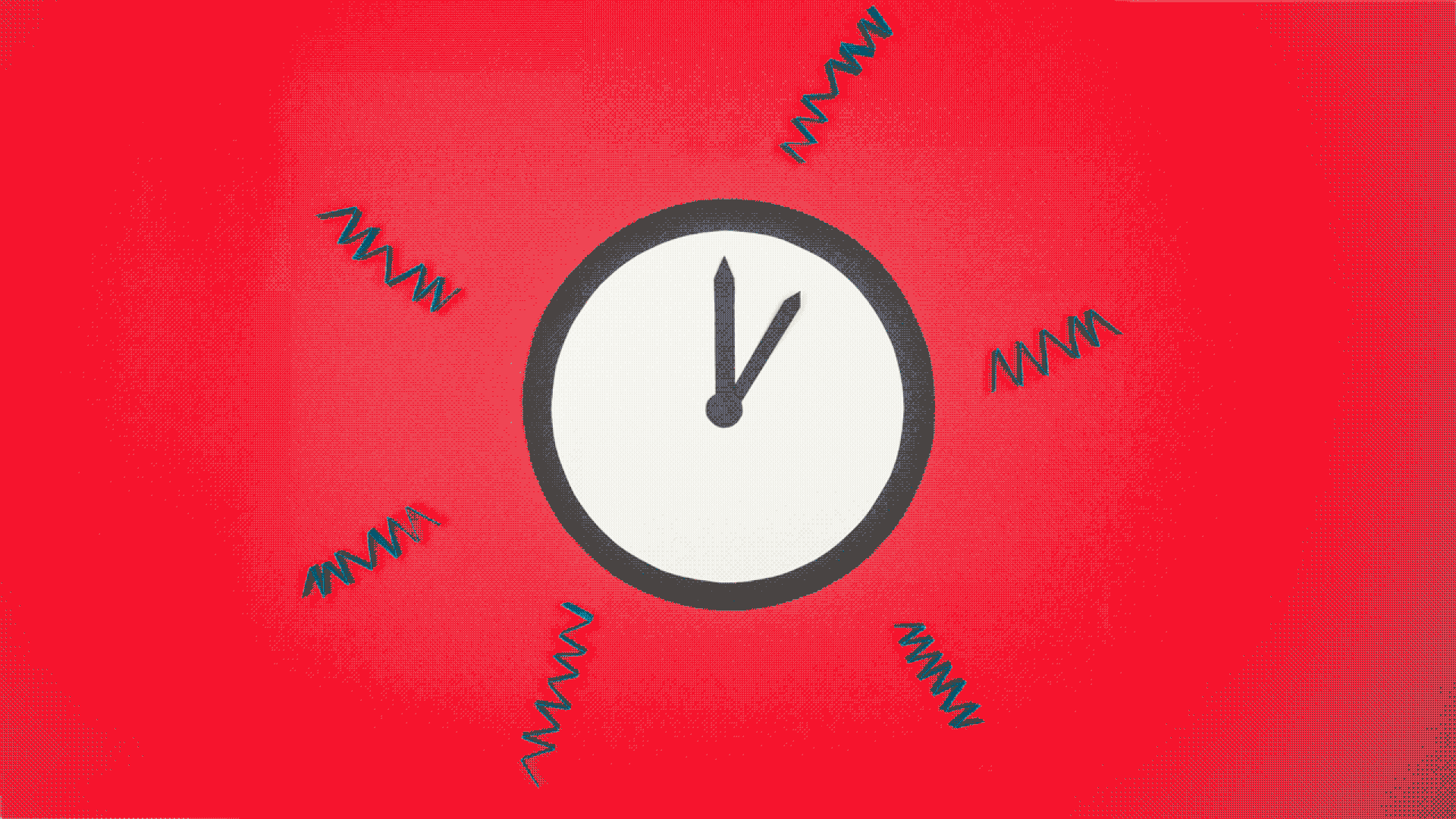 Illustration of a clock with lightning bolts