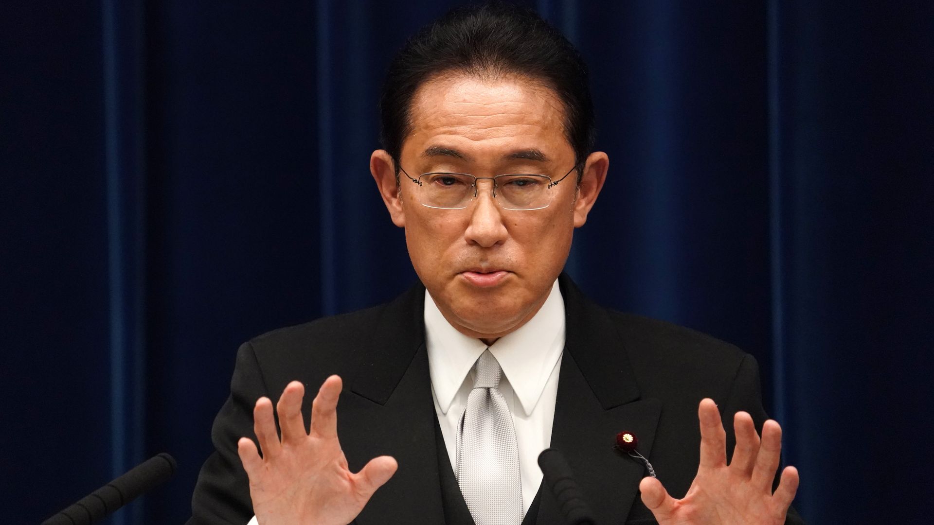 Fumio Kishida, Japan's PM, speaks at a news conference on October 04, 2021 in Tokyo, Japan.
