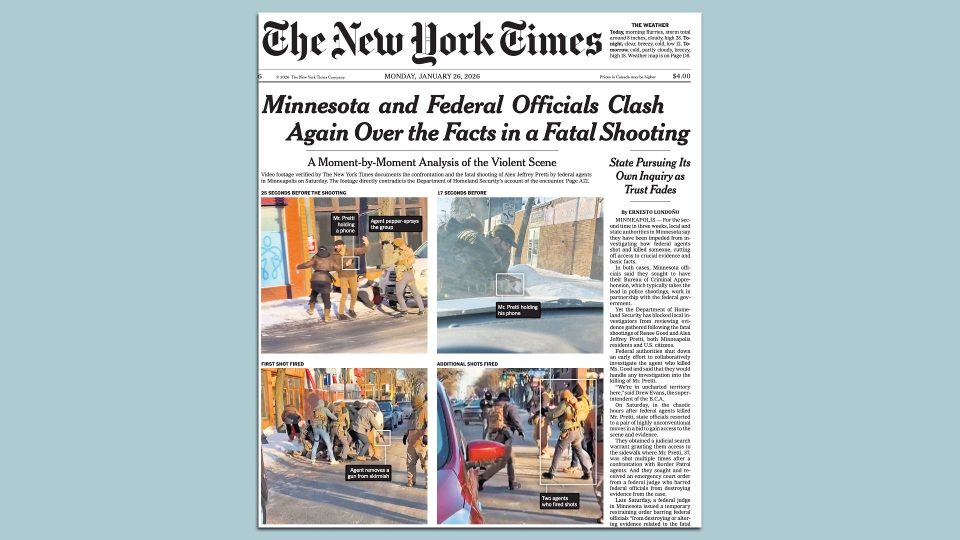 Clockwise from top left, stills from video by Philophon via Reddit, from witness video shared with The New York Times and from witness video via Associated Press.