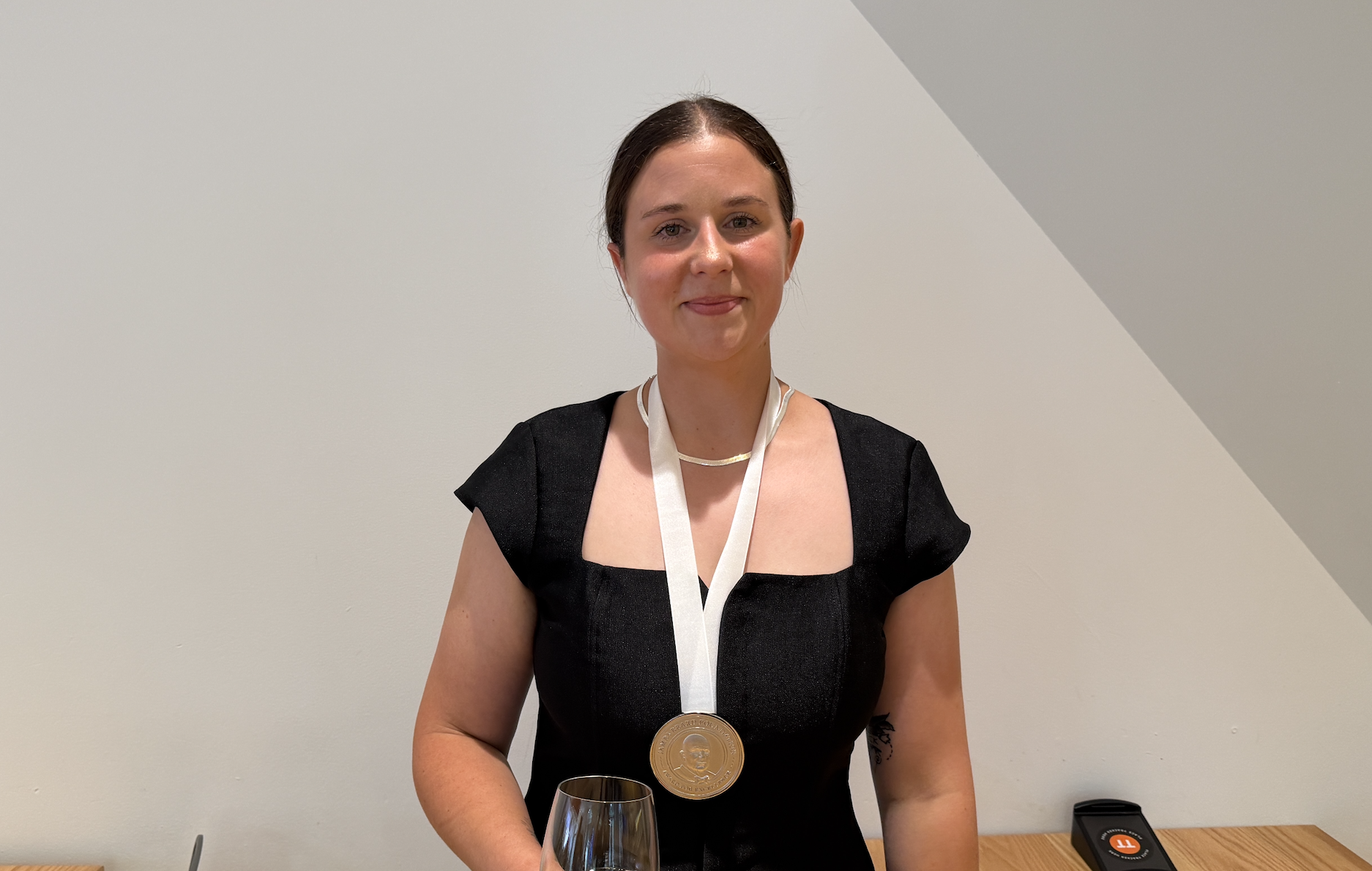 woman with a medal