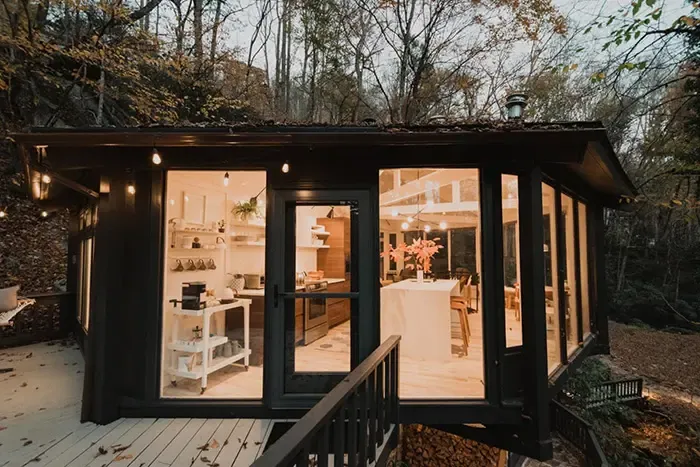 glass treehouse exterior