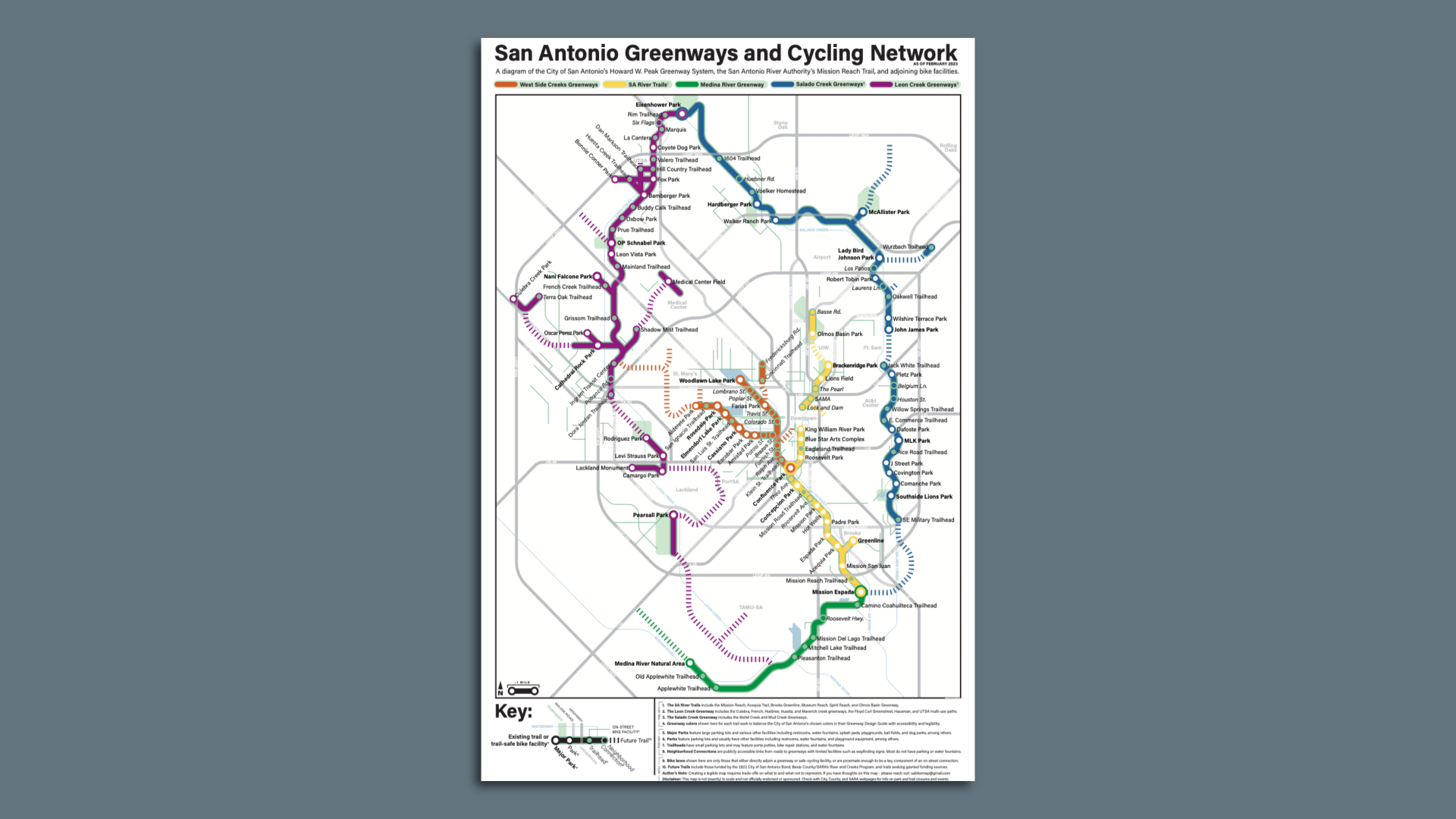 Map of San Antonio's bike trails. 
