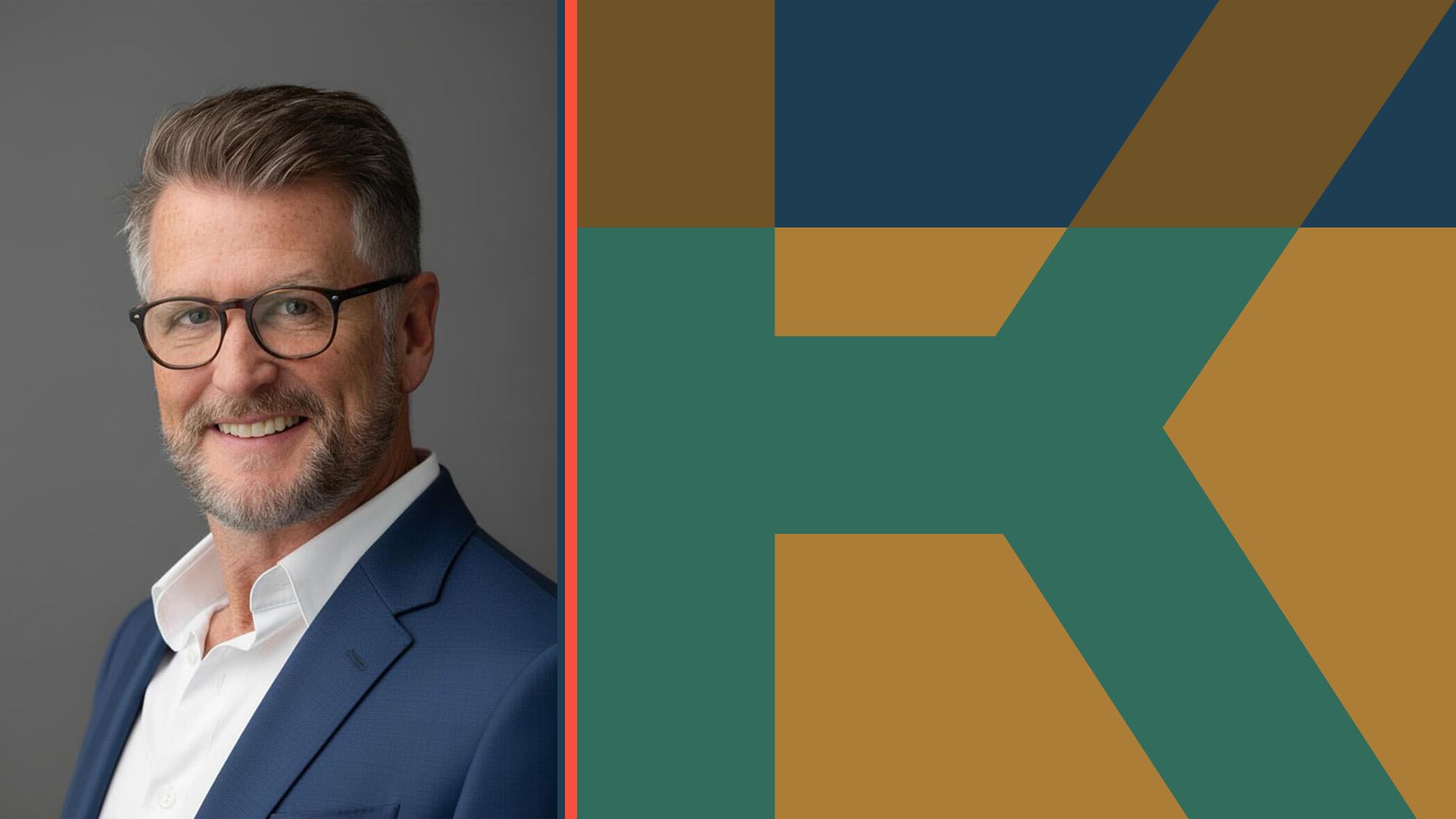 Photo illustration of Kevin Reilly collaged with the Kartel logo.