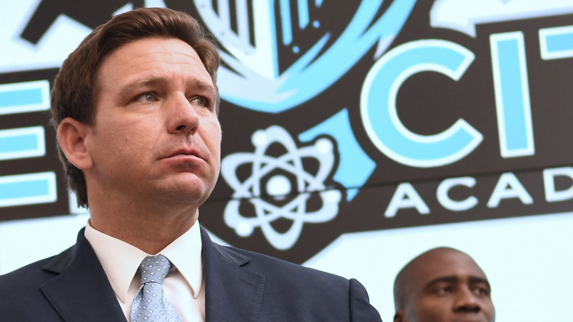 Photo of Ron DeSantis gazing off to his left