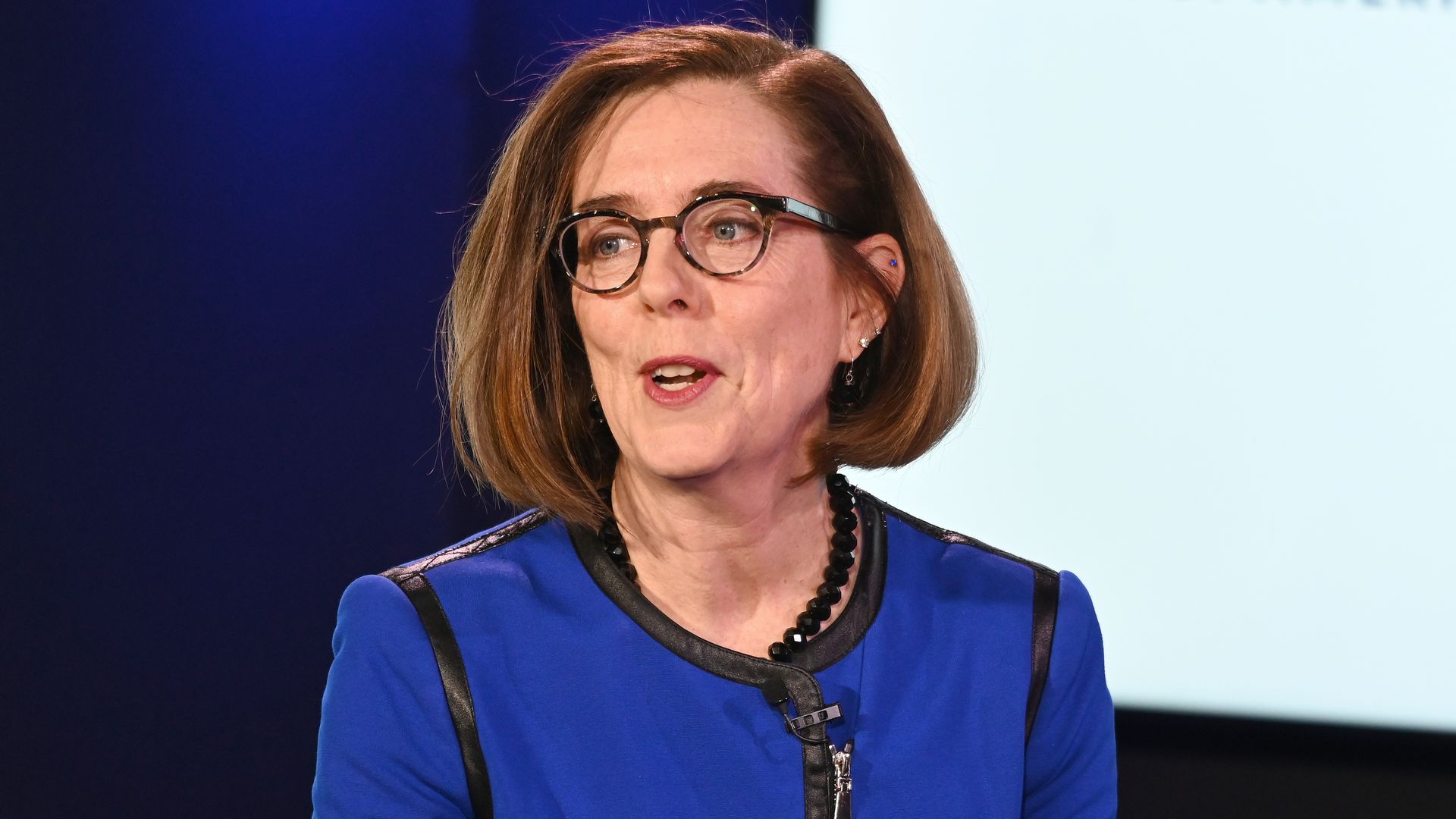 Oregon Governor Kate Brown speaks at the Axios News Shapers event on the U.S. education system on February 22, 2019 in Washington, DC. 