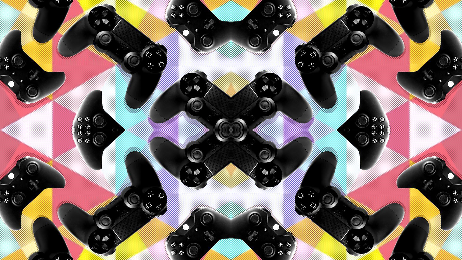 Trippy video game controllers.