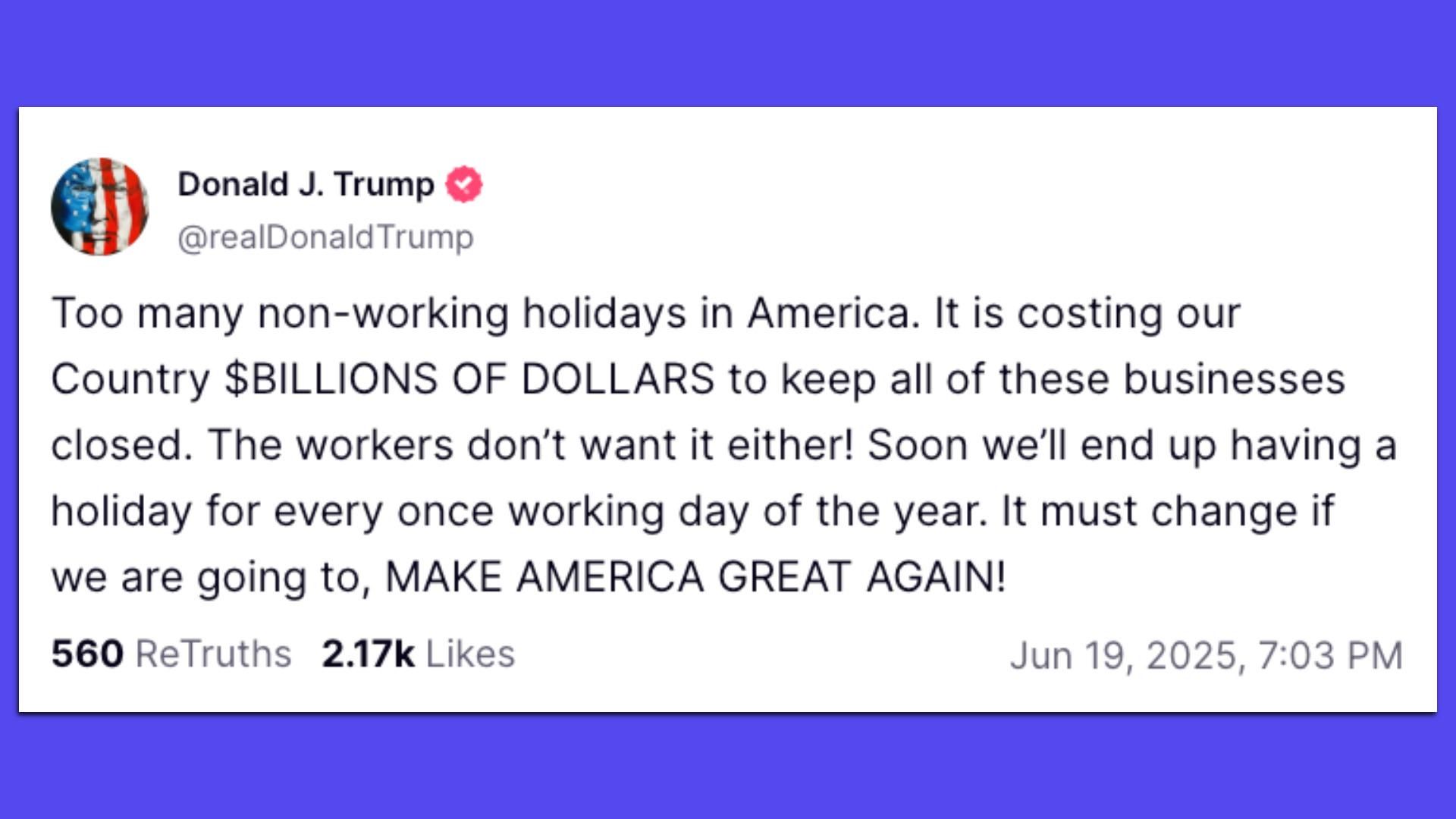 Trump truth social post