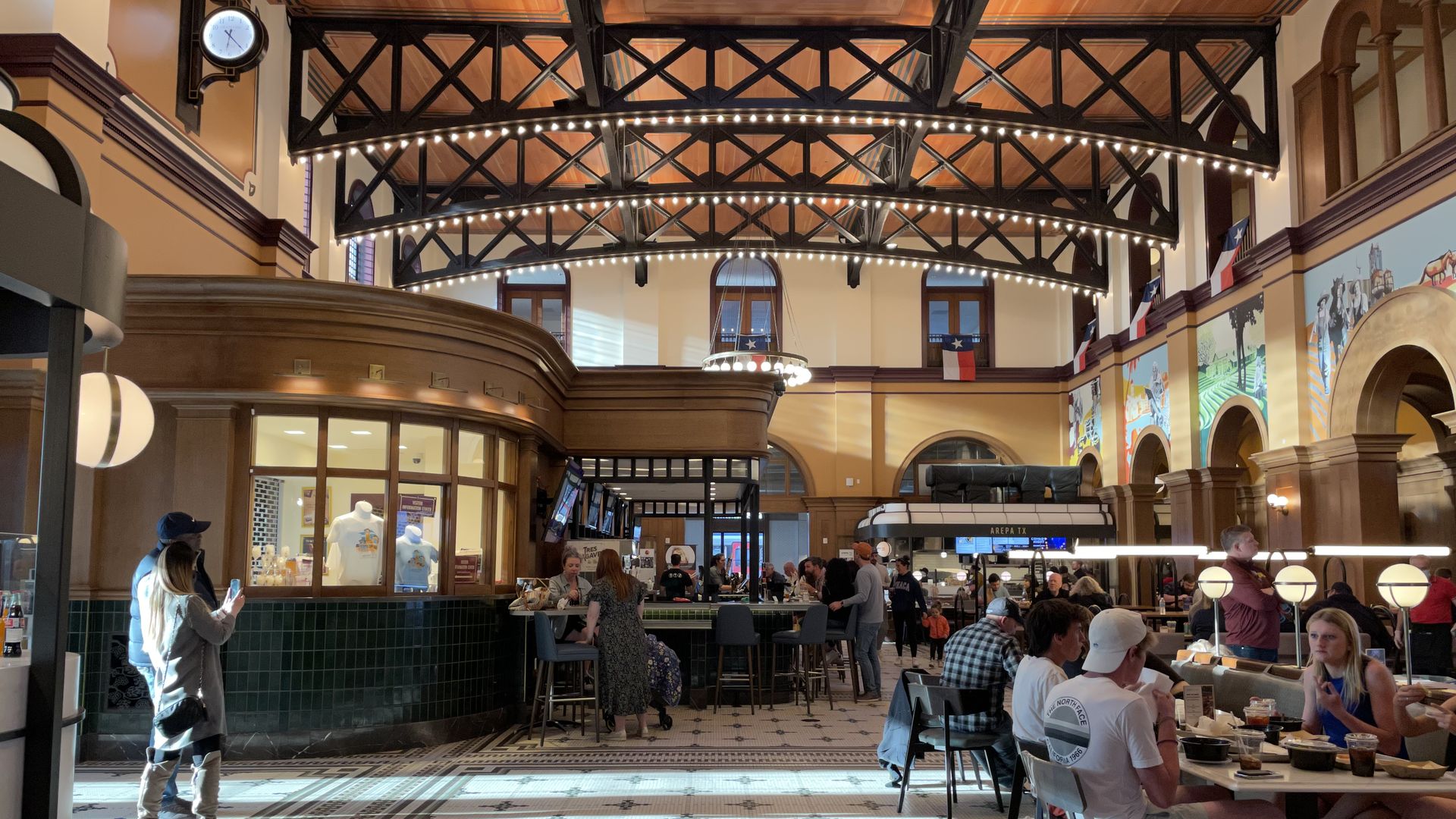 A dining hall that looks like a train station