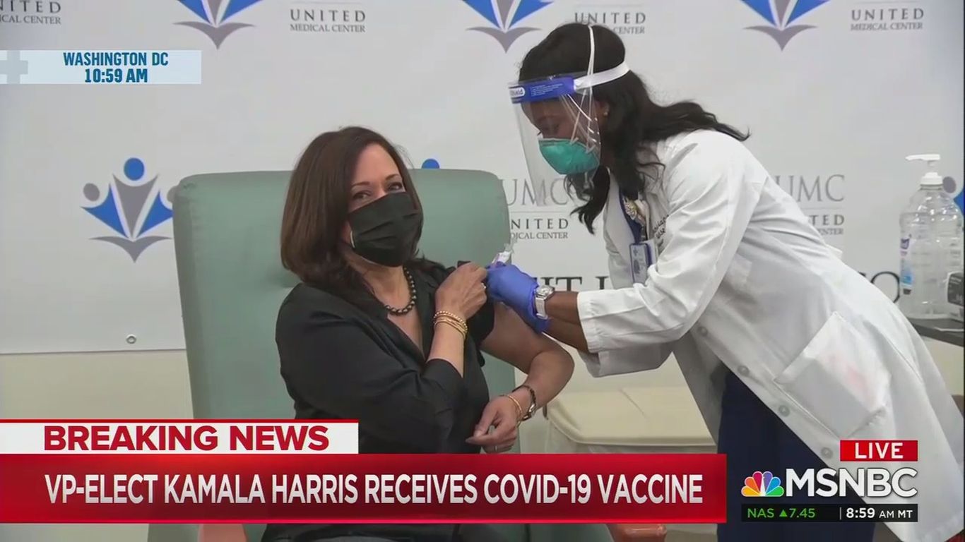 Kamala Harris receives the first dose of Moderna’s COVID-19 vaccine