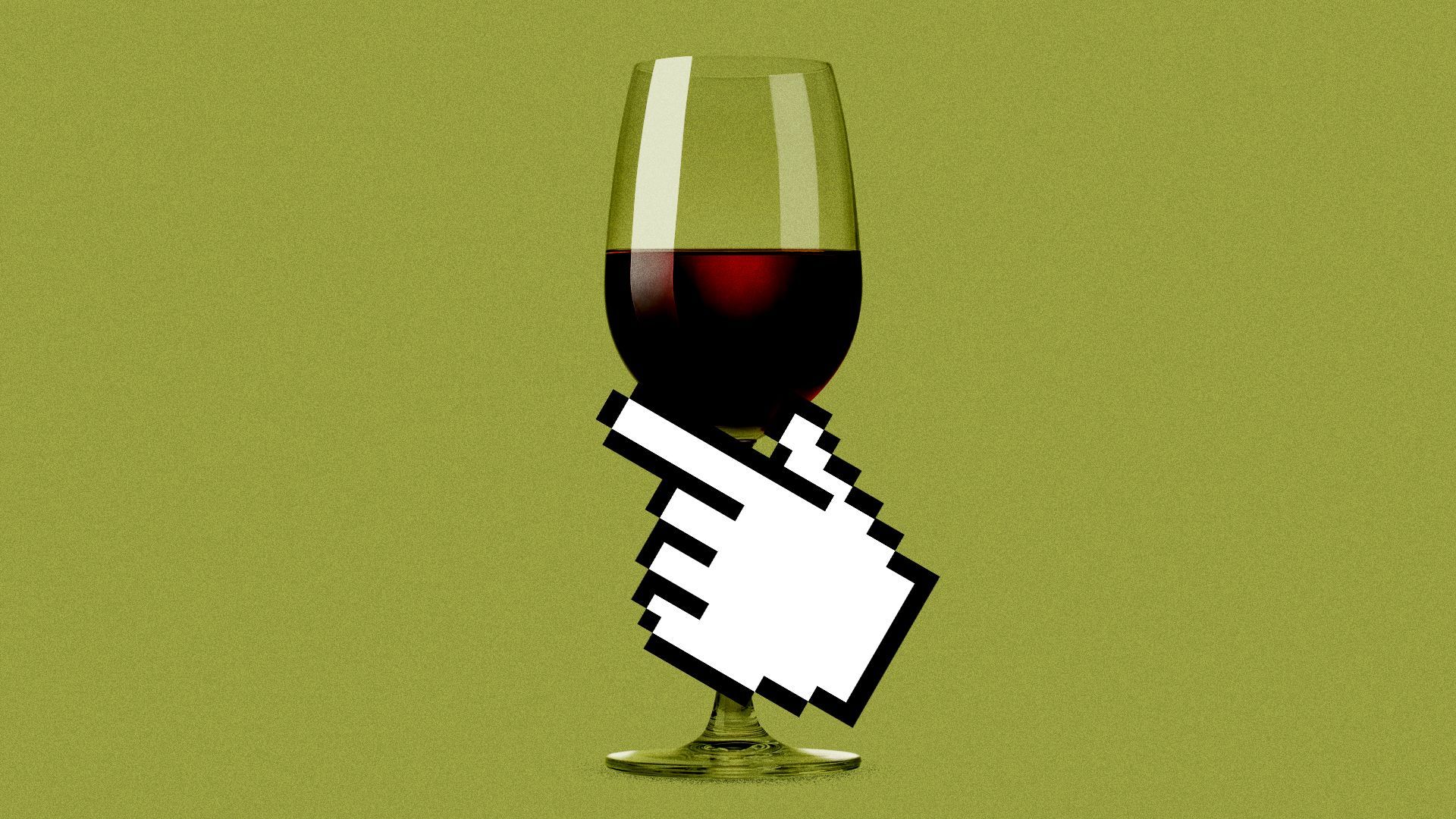 Illustration of a cursor holding a wine glass. 