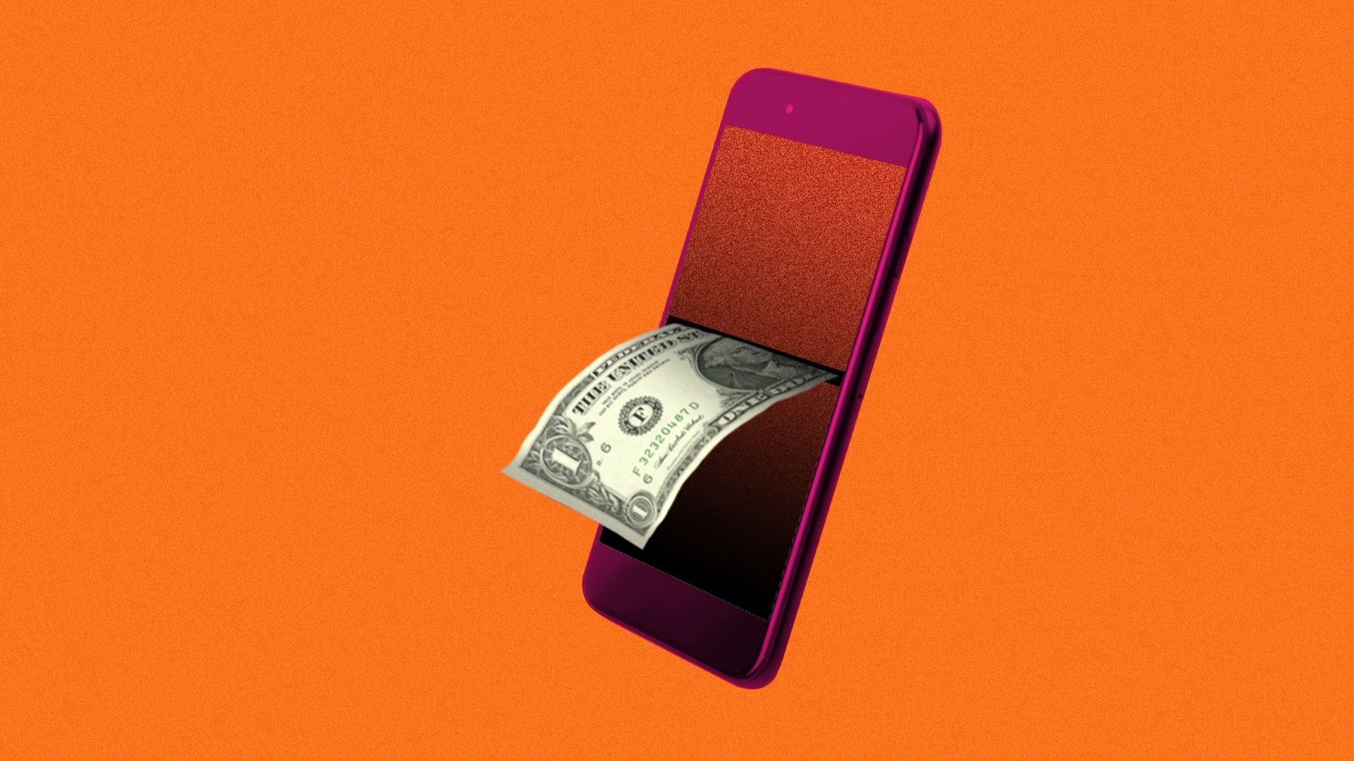 Illustration of a phone dispensing money.