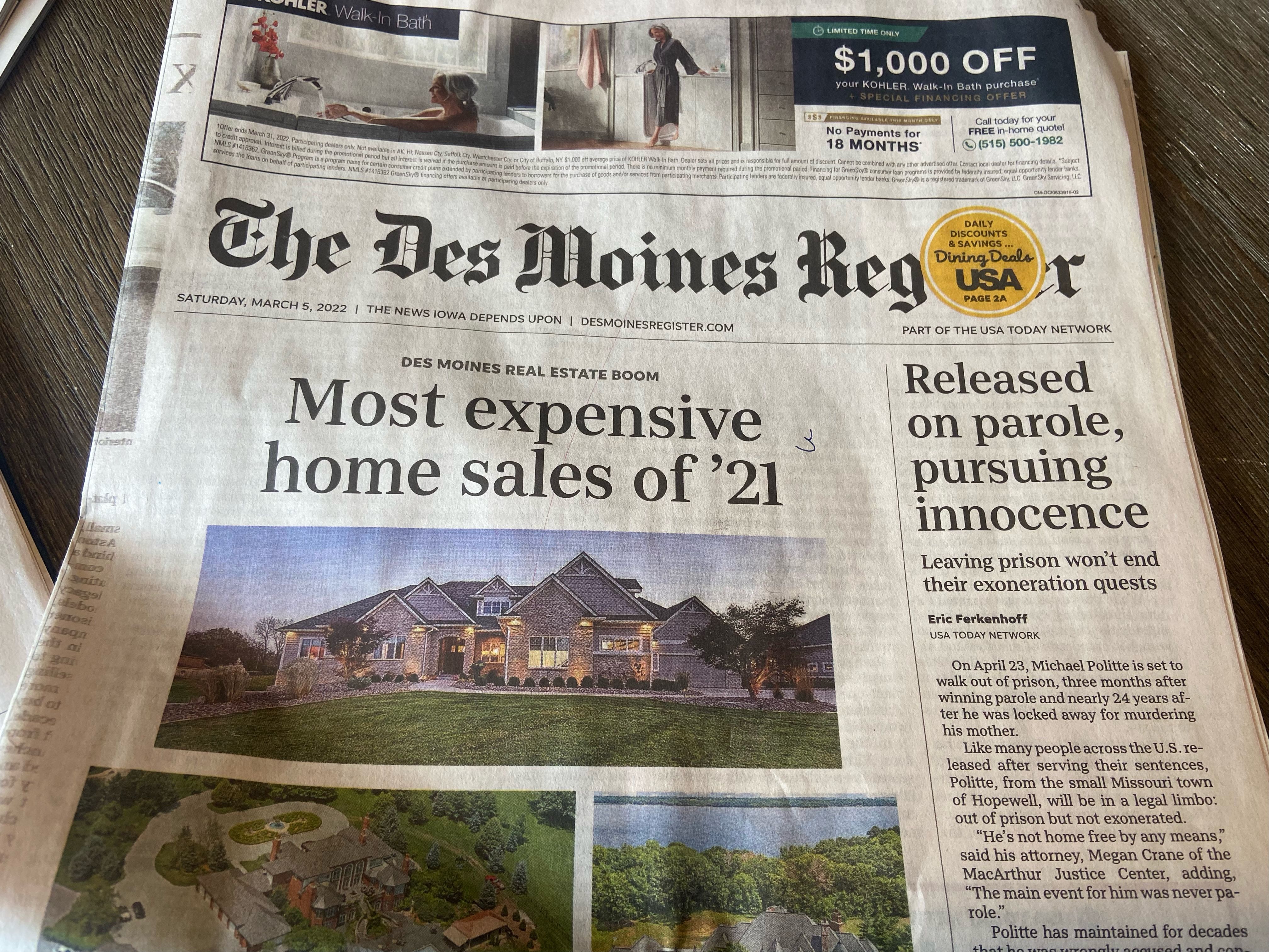 A photo of The Des Moines Register
