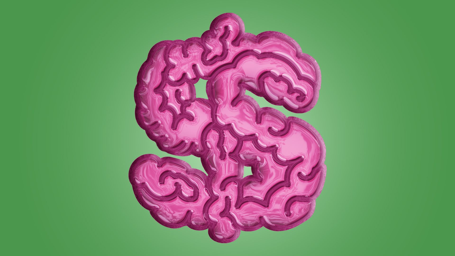 Illustration of a brain shaped like a dollar sign