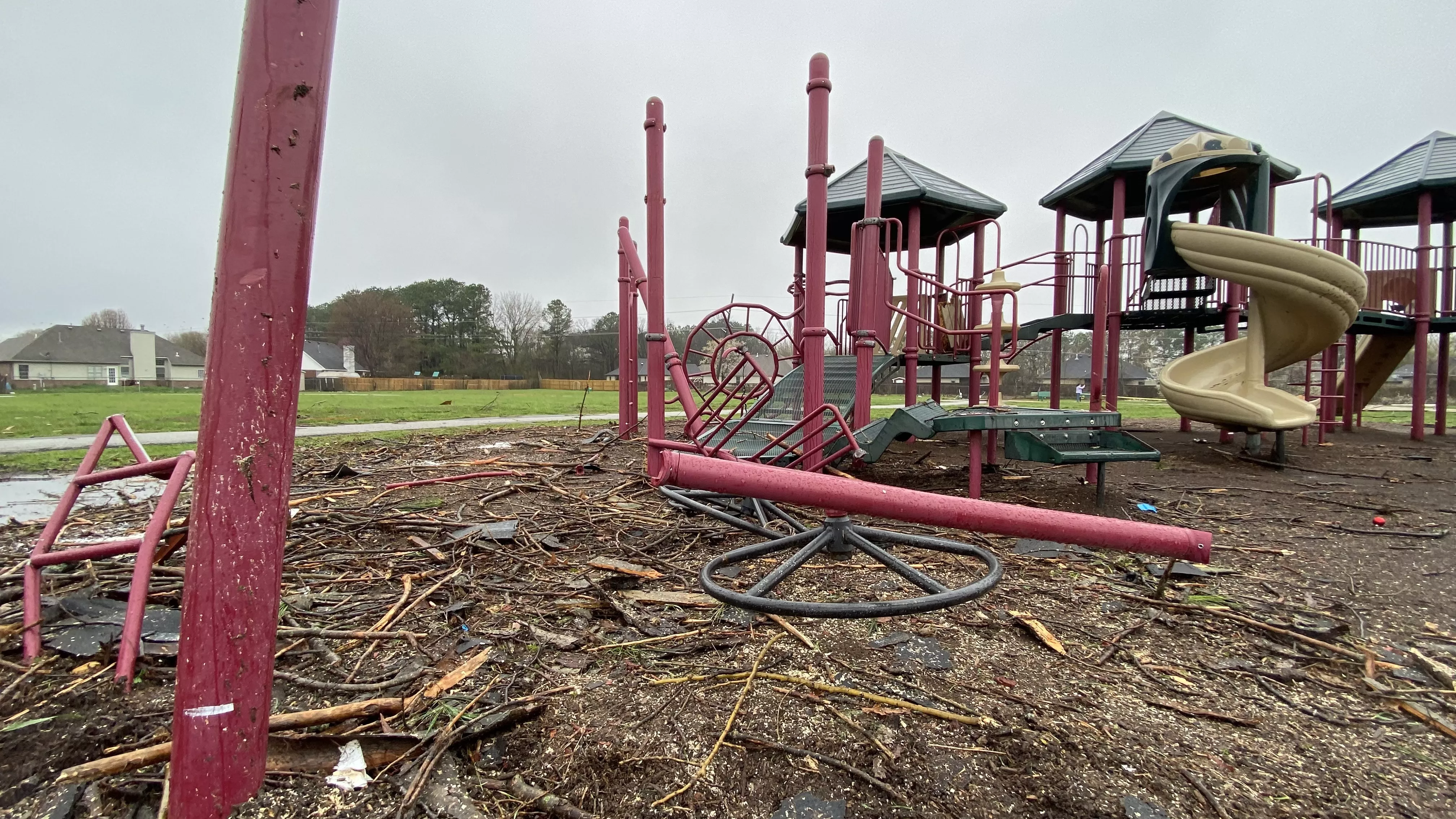 Damaged playground equipment