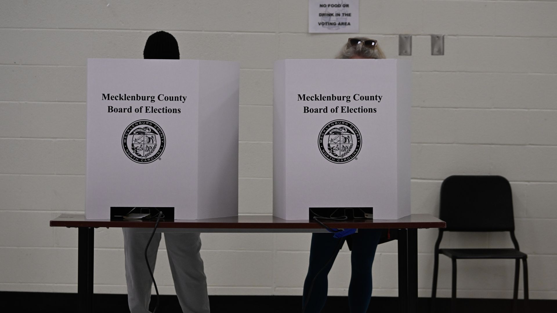 Voters in the booths