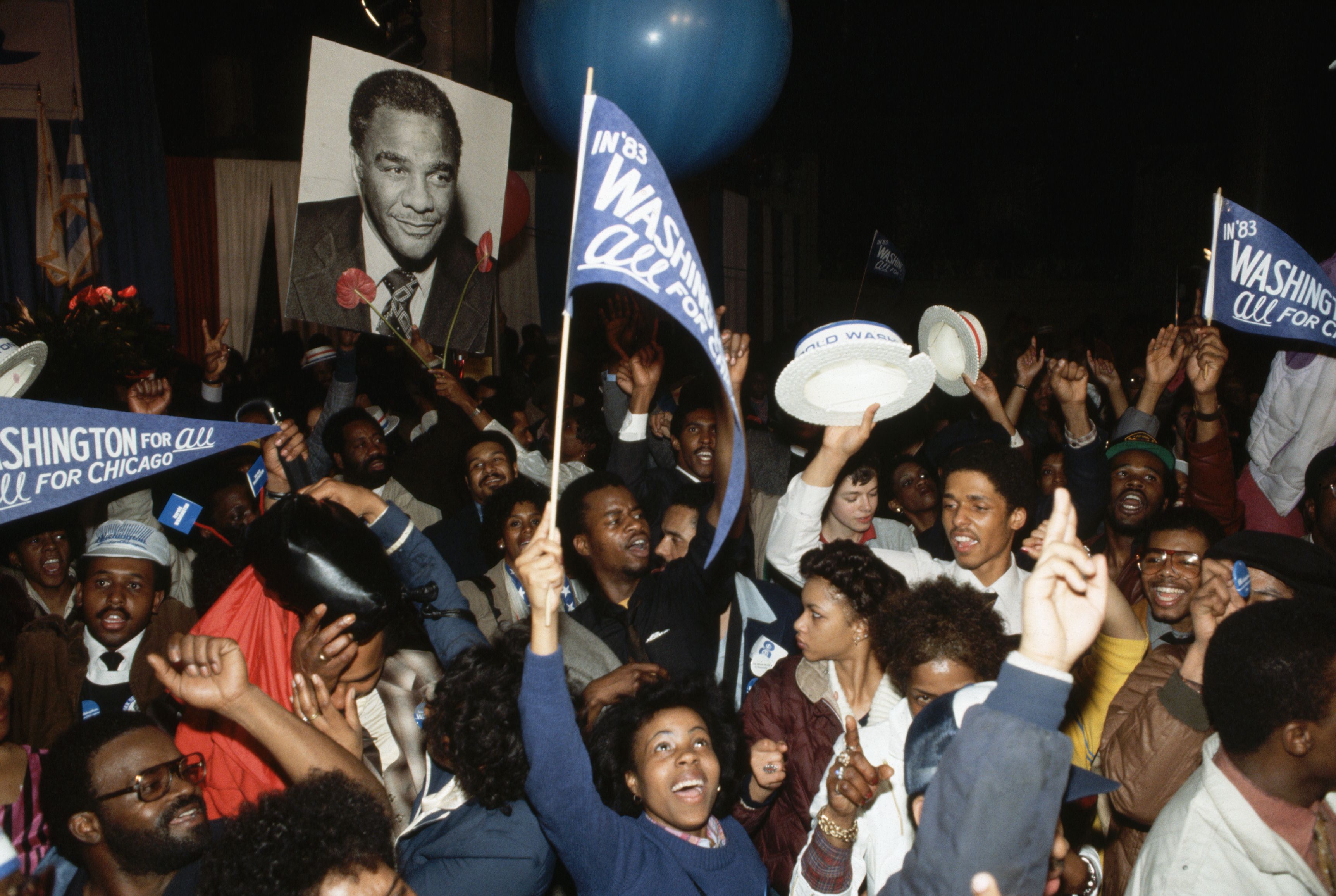 Photo of people celebrating after an election 