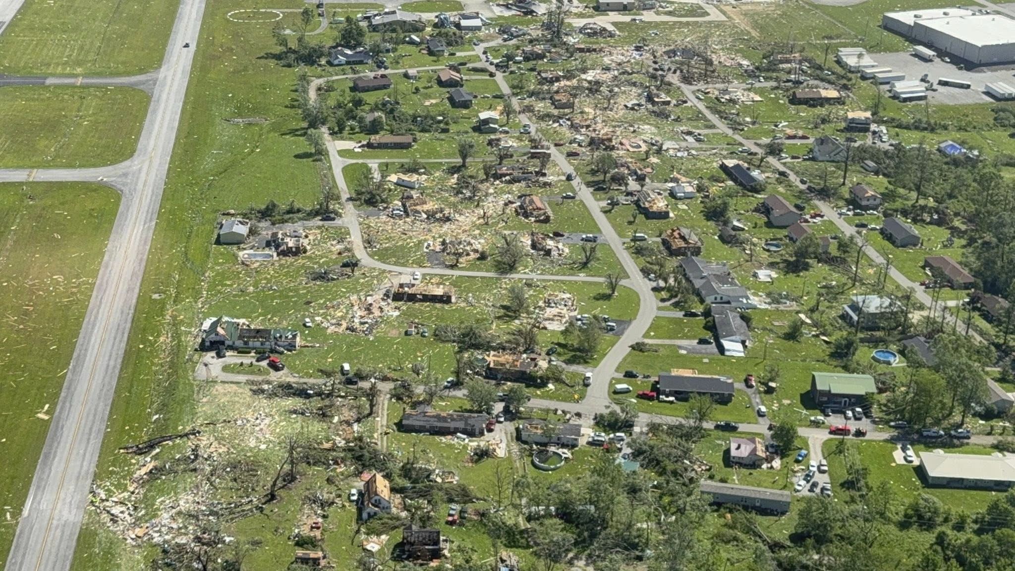 Aerial view of damage
