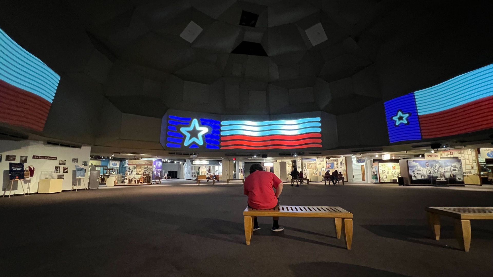 The dome show with the Texas state flag.