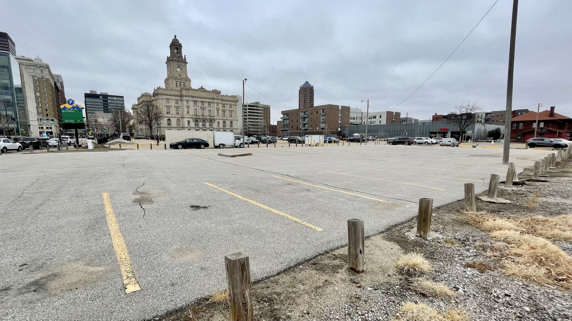 A photo of a parking lot.