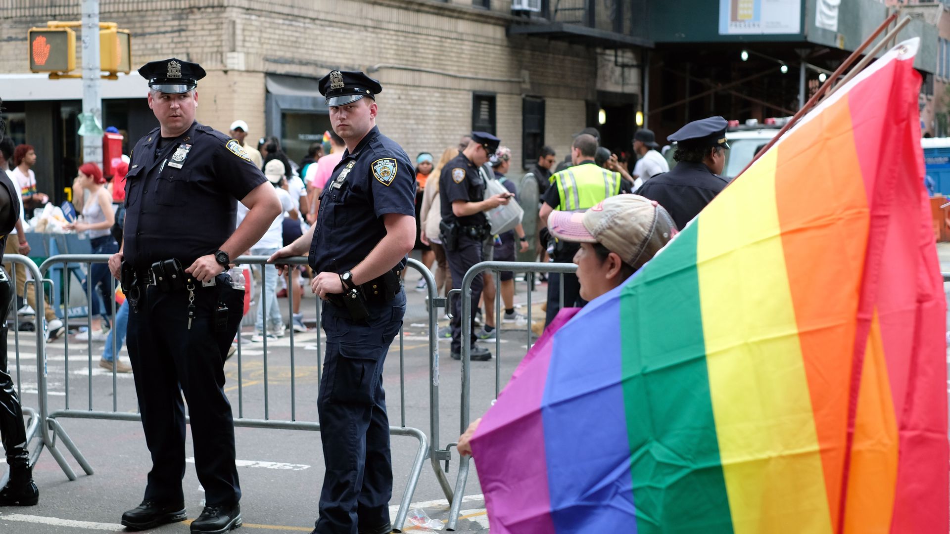 Picture of police working as security for pride parade in new york