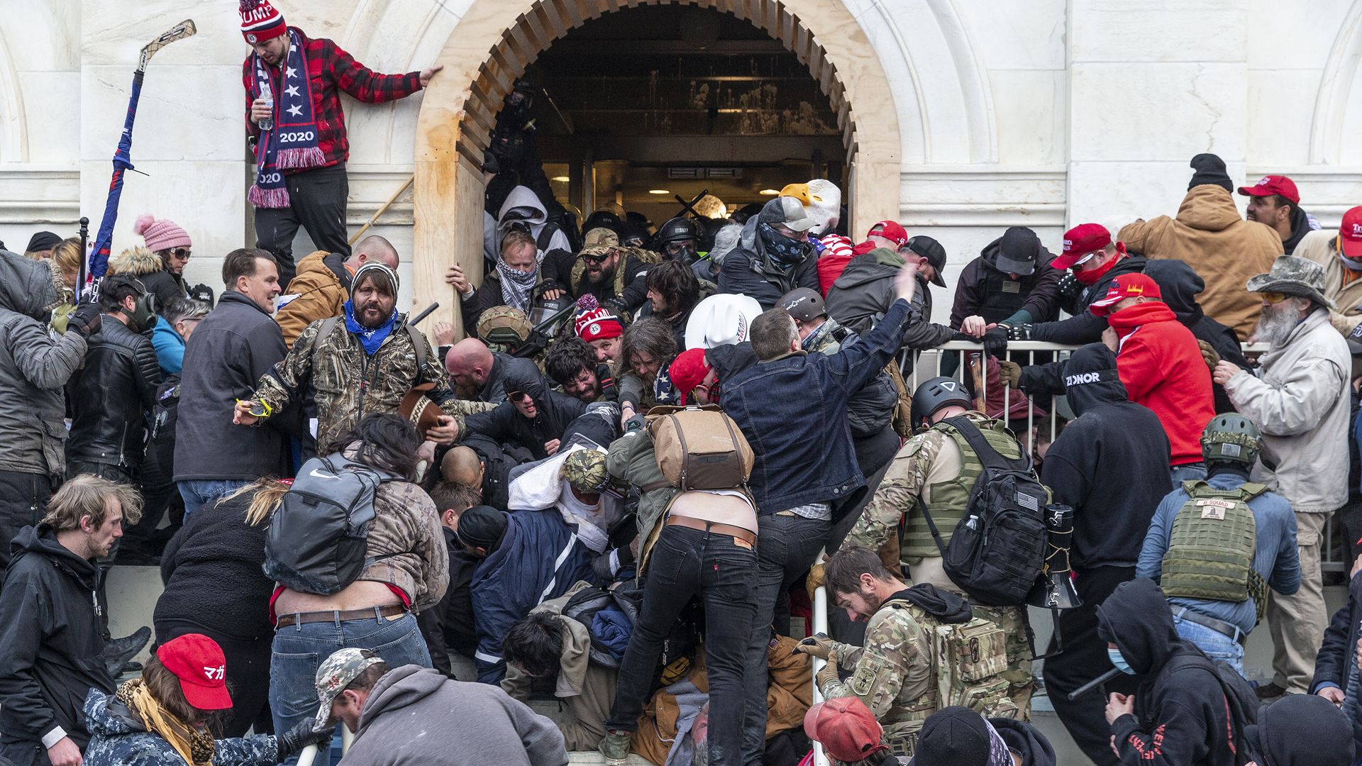 Protesters storming the capitol