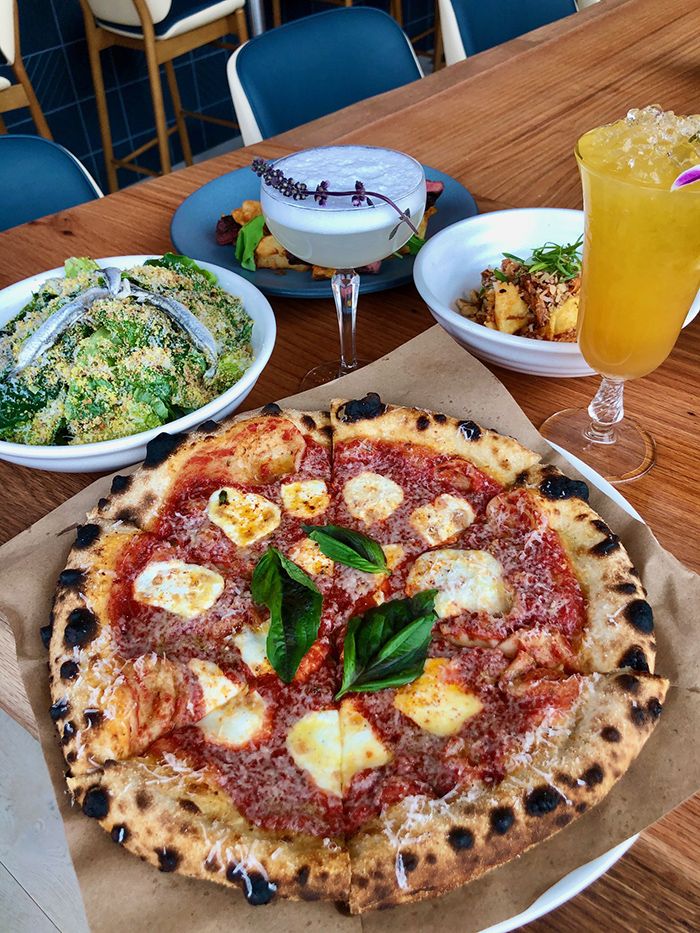 pizza and salad from indaco