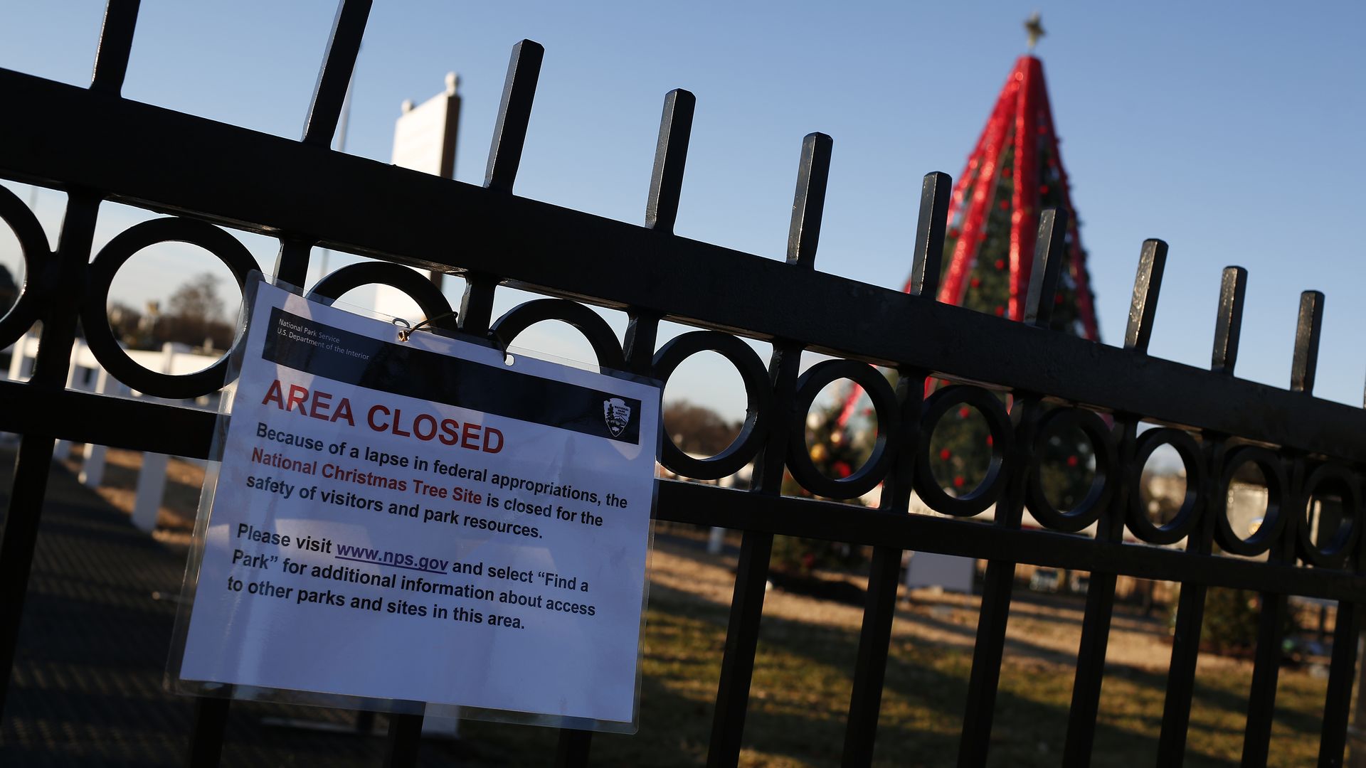 National christmas tree closed due to shutdown