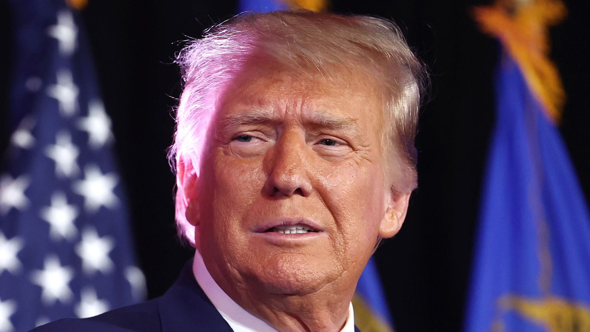  Former U.S. President and Republican presidential candidate Donald Trump prepares to deliver remarks at a Nevada Republican volunteer recruiting event at Fervent: A Calvary Chapel on July 8, 2023 in Las Vegas, Nevada.